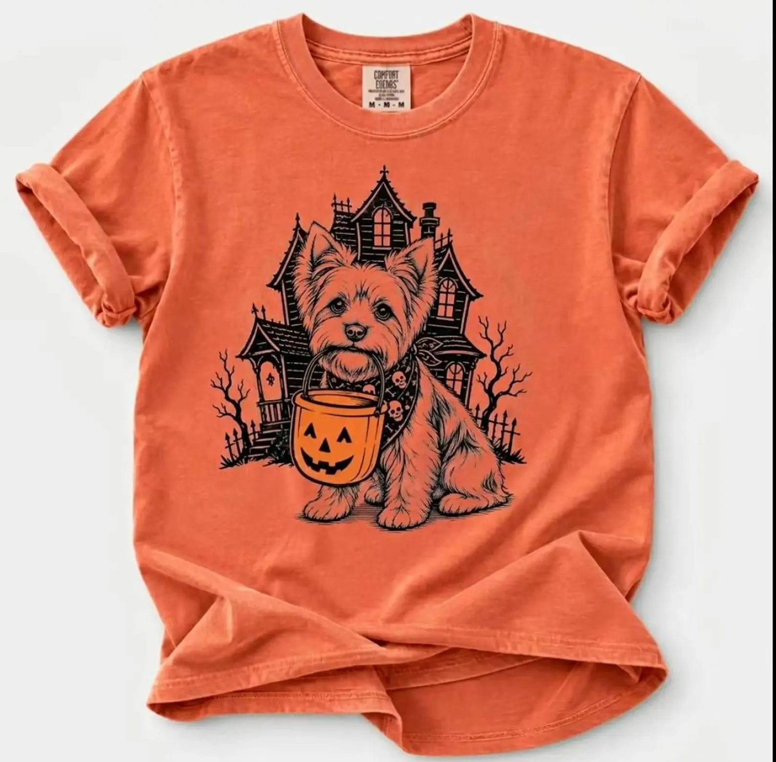 Comfort Colors Yam 30+ Dog Breeds Halloween Shirt, Funny Pumpkin Candy Bucket Tee, Cute Trick Or Treat Dog Costume Lover Top - photo 5