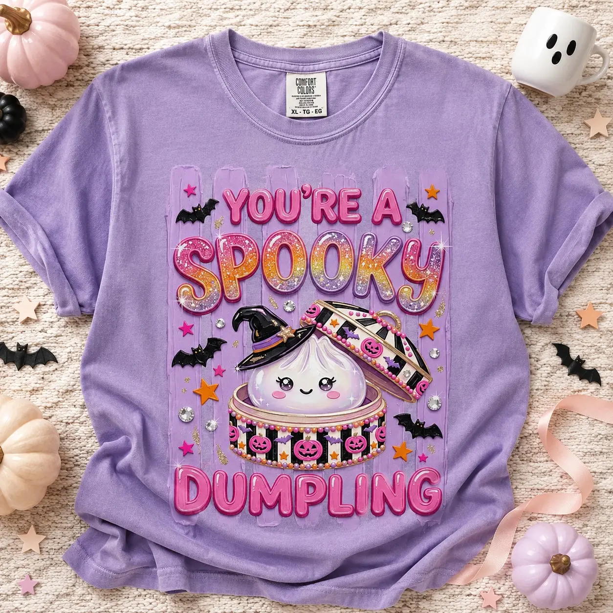 Comfort Colors Youre a Spooky Dumpling Witch Hat Women Graphic Shirts October Party - photo 2