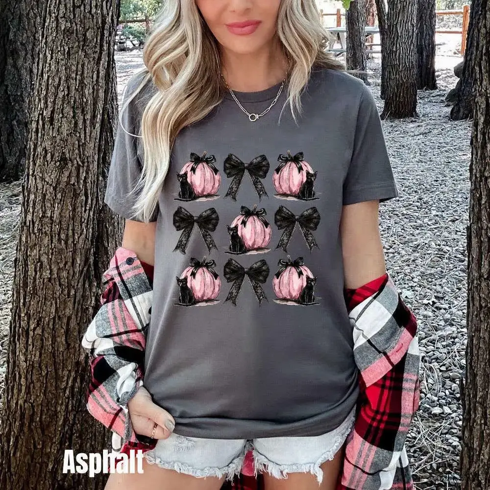 Coquette Halloween Shirt, Black Cat Y2K Bow Retro Tee, Mystic Spooky Season Graphic Top, Cute Cat Lover Gift for Women