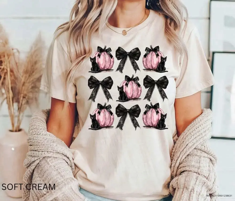 Coquette Halloween Shirt, Black Cat Y2K Bow Retro Tee, Mystic Spooky Season Graphic Top, Cute Cat Lover Gift for Women - photo 2
