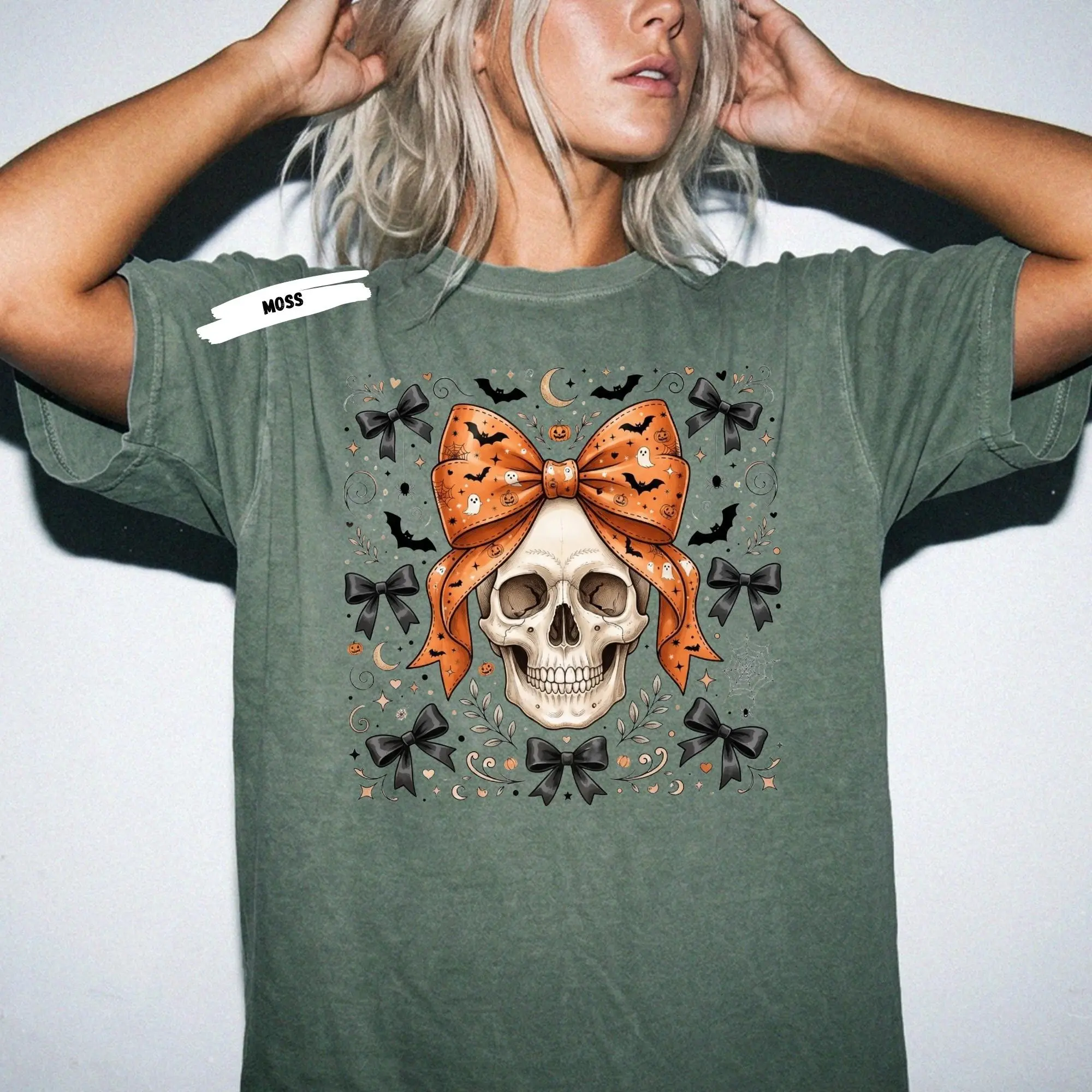 Coquette Woman Skull Shirt, Halloween Spooky Season Fall T-shirt