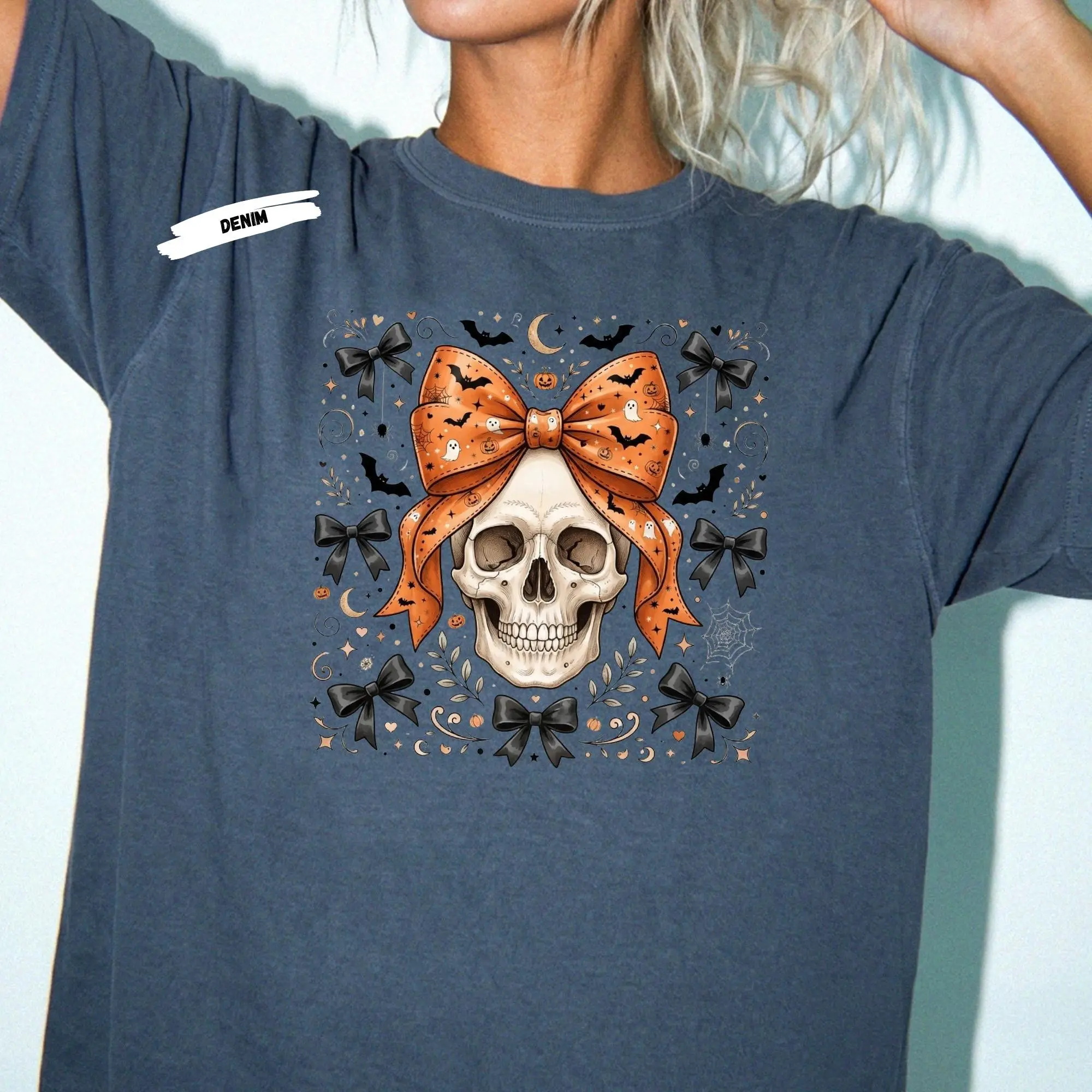 Coquette Woman Skull Shirt, Halloween Spooky Season Fall T-shirt - photo 4