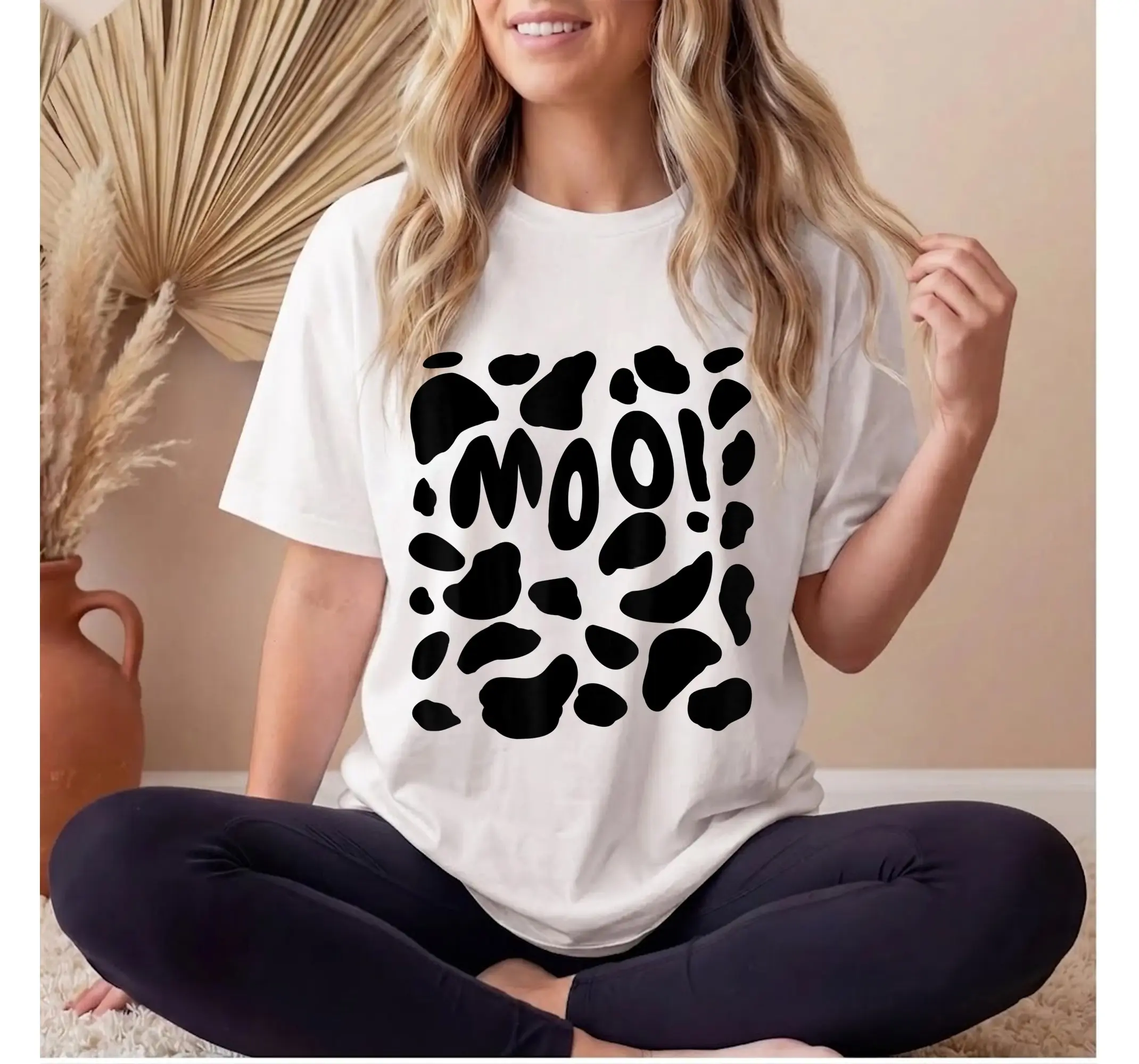 Cow Costume Halloween Shirt, Funny Cute Calf Easy Outfit Graphic Tee Top - photo 2