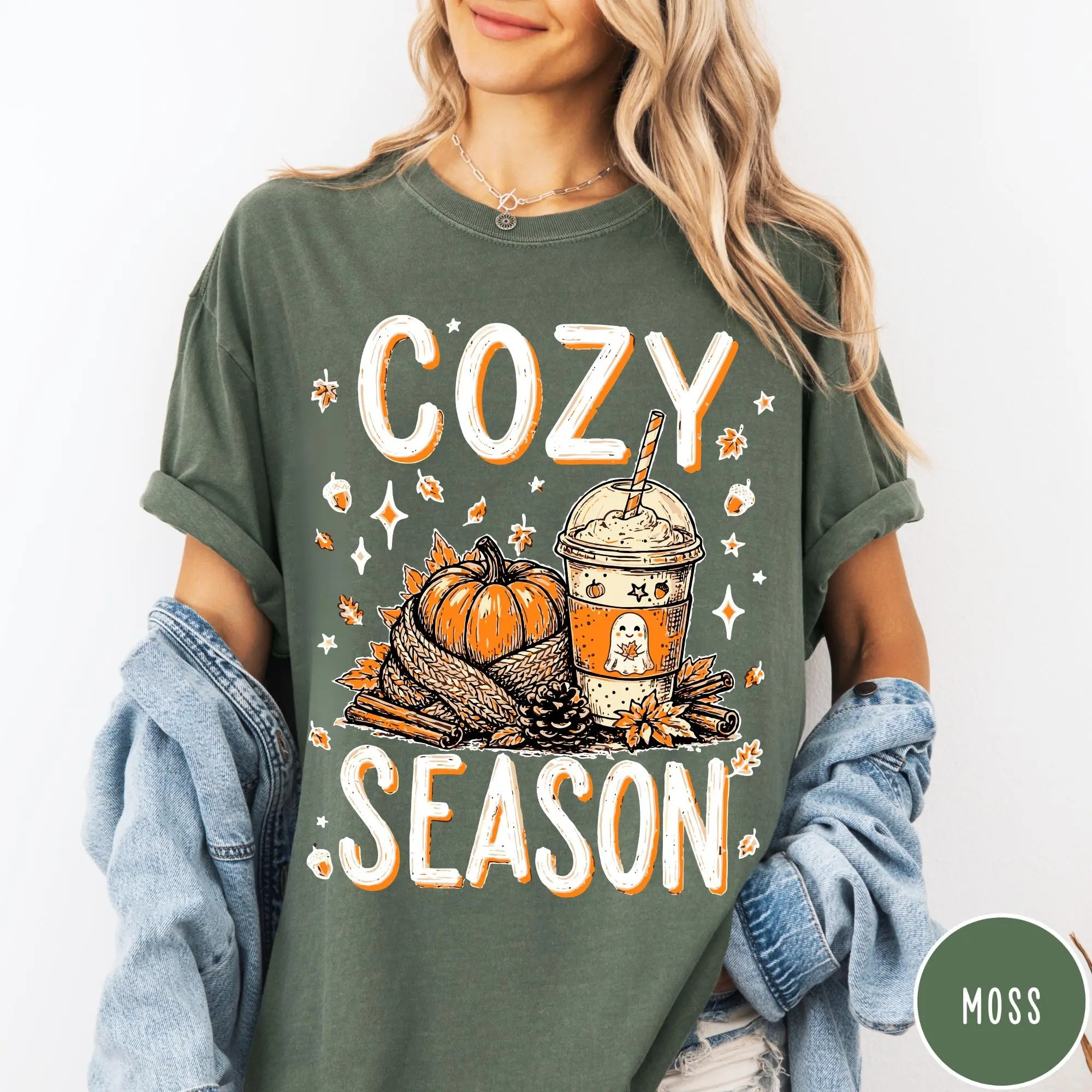 Comfort Colors Cozy Season Shirt, Pumpkin Spice Latte Tee, Cute Autumn Fall Graphic Top Gift - photo 4