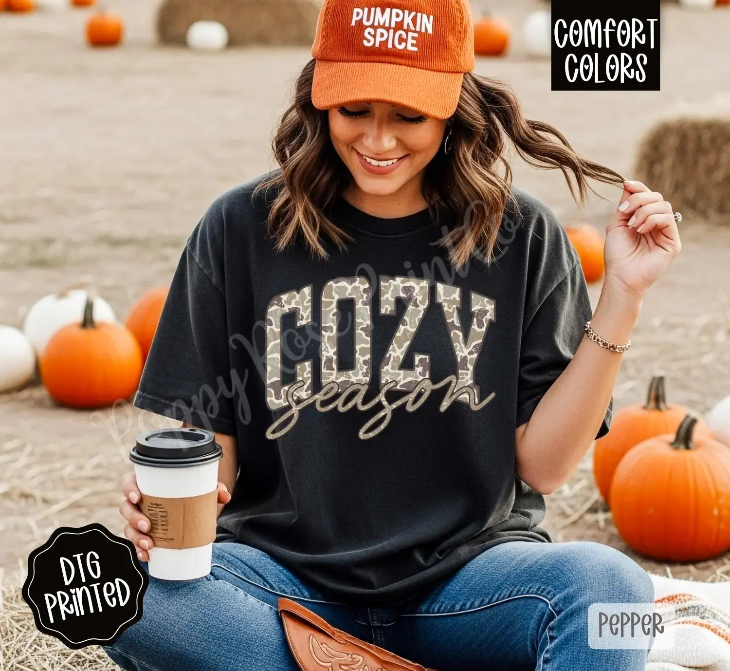 Cozy Season Comfort Colors Shirt, Trendy Women's Fall Graphic Tee, Oversized Autumn Casual Short Sleeve Top, Cute Pumpkin Spice - photo 2