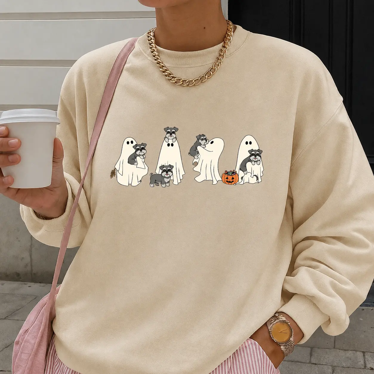 Custom 30+ Dog Breeds Ghost Halloween Sweatshirt, Funny Sand Sweater, Spooky Season Pet Lover Gift - photo 2