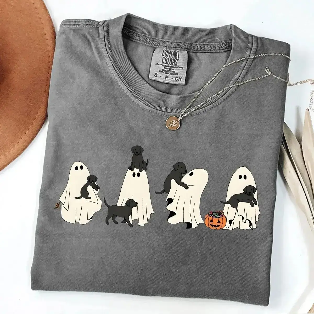 Custom Comfort Colors Pepper Shirt, 30+ Dog Breeds Cute Halloween Ghost Graphic Tee, Funny Spooky Top - photo 2
