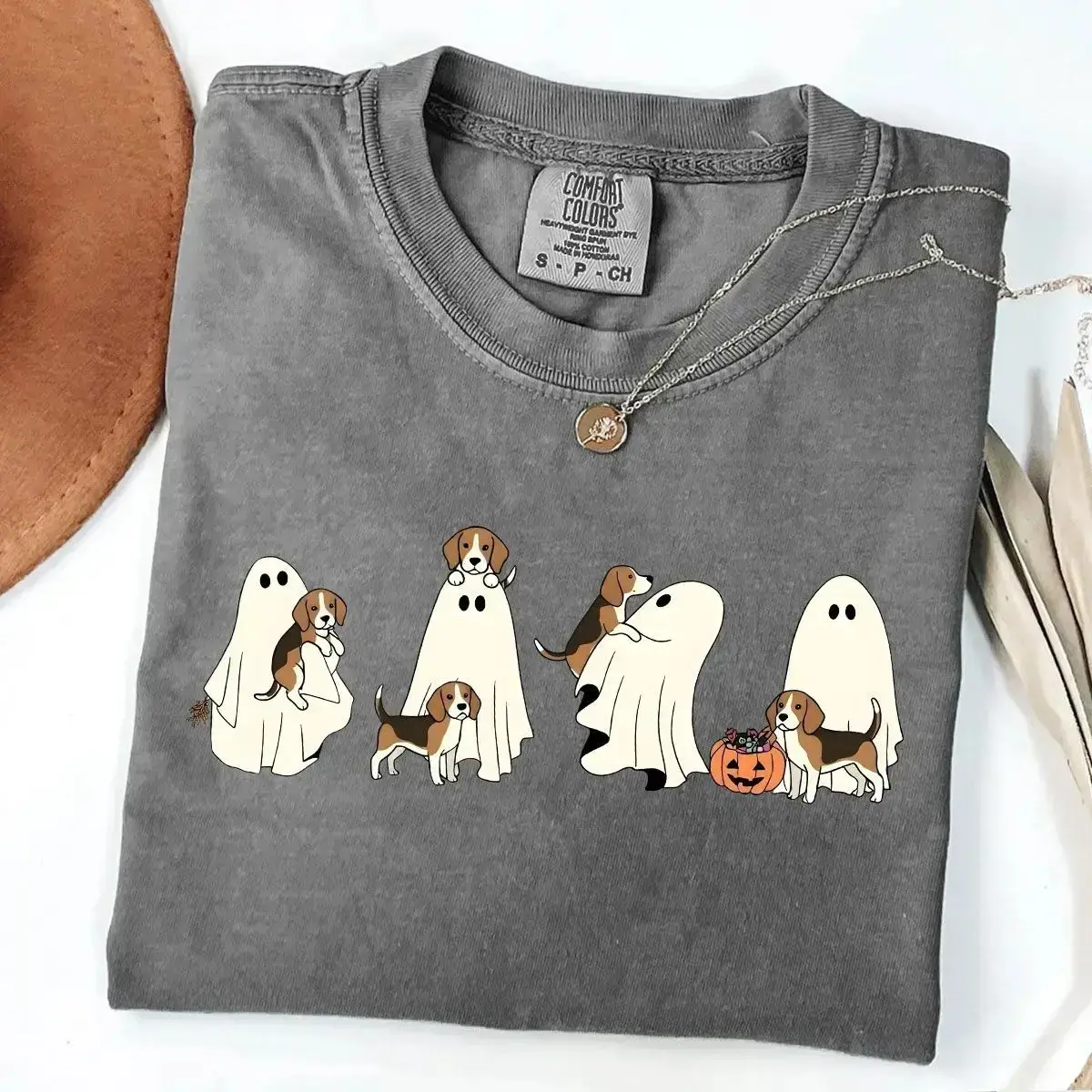 Custom Comfort Colors Pepper Shirt, 30+ Dog Breeds Cute Halloween Ghost Graphic Tee, Funny Spooky Top - photo 5