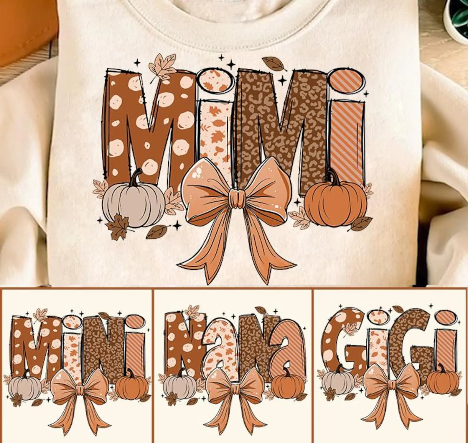 Custom Comfort Colors Fall Nana Mimi Gigi Shirt, Coquette Pumpkin Autumn Vibes Graphic Tee