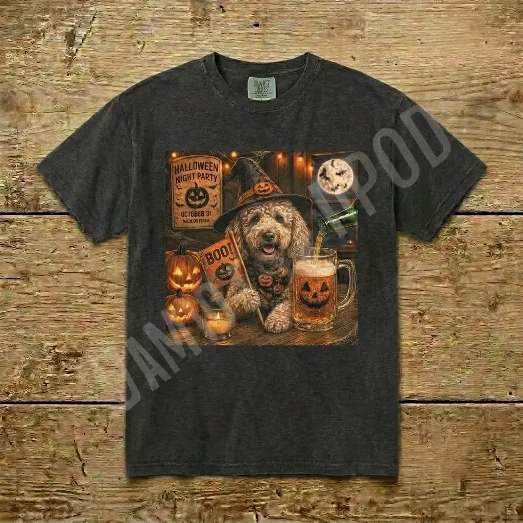 Custom Witch Dog Mom Halloween T-Shirt, Funny Cute Summerween Drinking Party Short Sleeve Tee for Women - photo 4