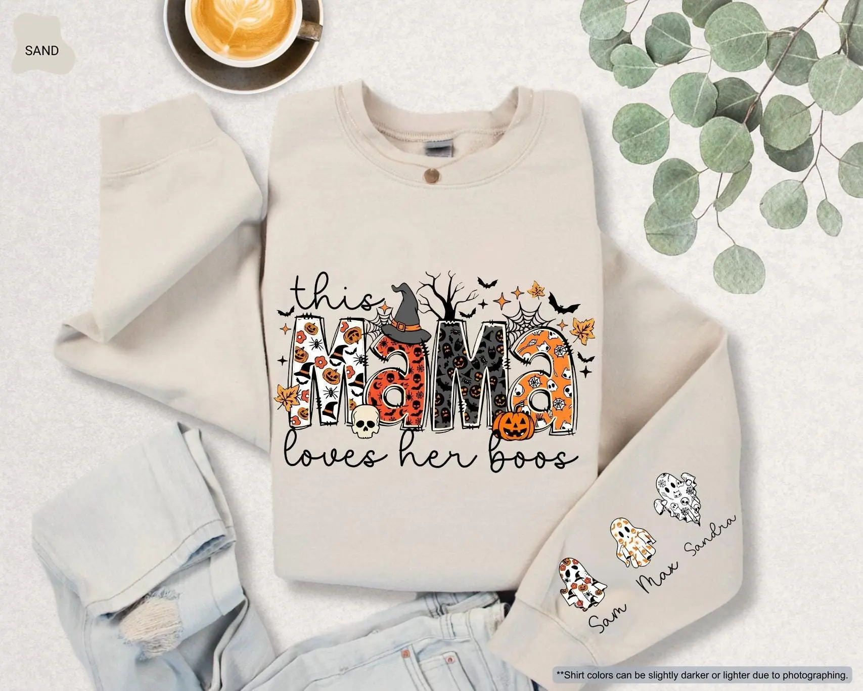 Custom Left Hand This Mama Loves Her Boos Hoodie, Halloween Pullover, Personalized Mom Gift