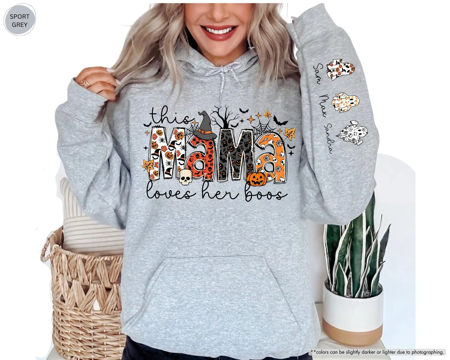 Custom Left Hand This Mama Loves Her Boos Sweatshirt, Halloween Crewneck, Personalized Mom Gift - photo 5