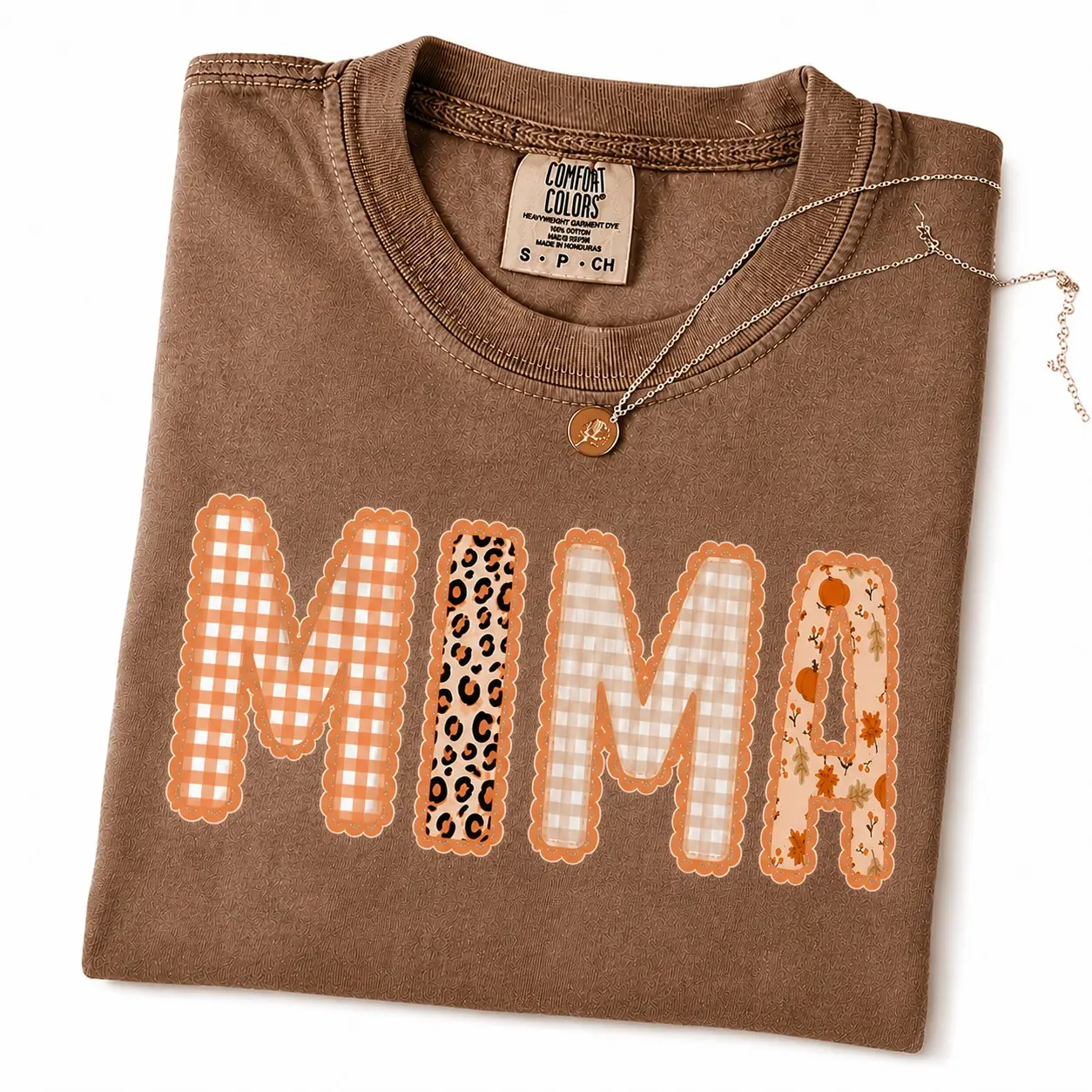 Custom Mama Fall Comfort Colors T-Shirt, Autumn Grandma Thanksgiving Tee, Gingham Leopard Pumpkin Patch Gift - photo 2