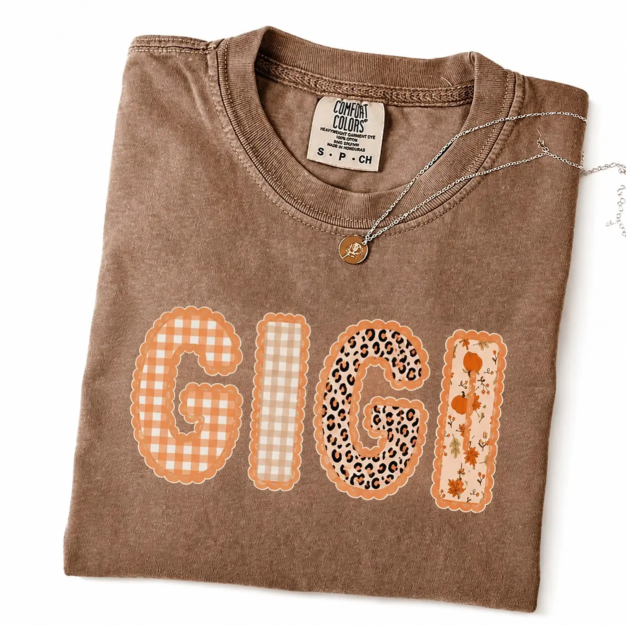 Custom Mama Fall Comfort Colors T-Shirt, Autumn Grandma Thanksgiving Tee, Gingham Leopard Pumpkin Patch Gift - photo 4