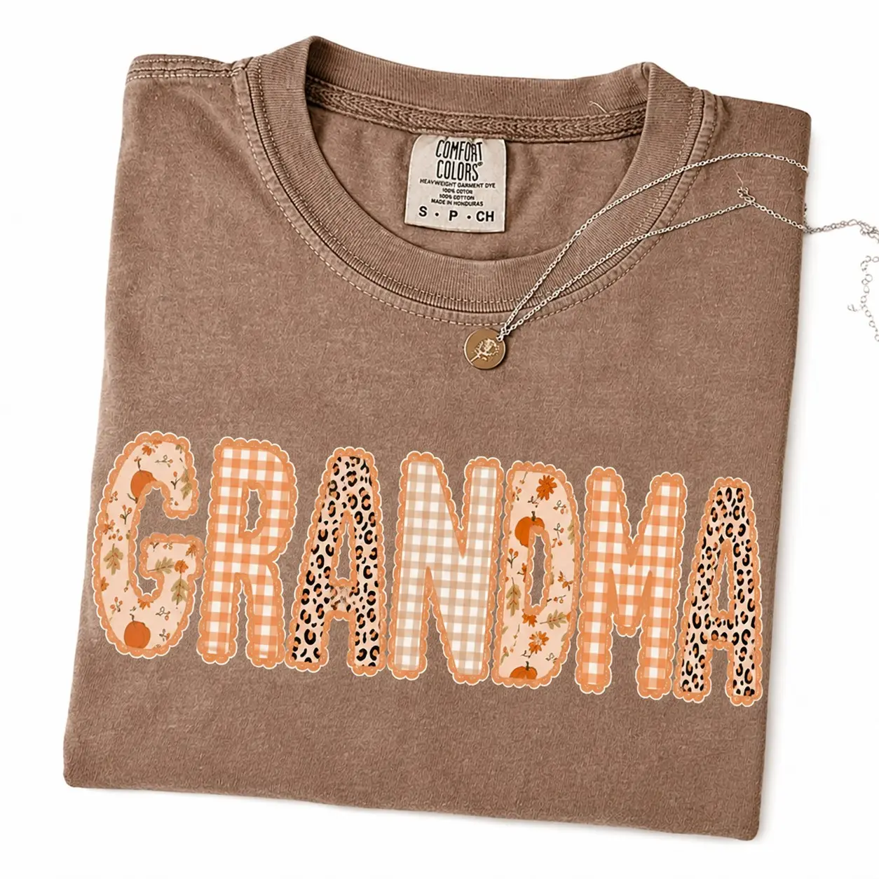 Custom Mama Fall Comfort Colors T-Shirt, Autumn Grandma Thanksgiving Tee, Gingham Leopard Pumpkin Patch Gift - photo 5