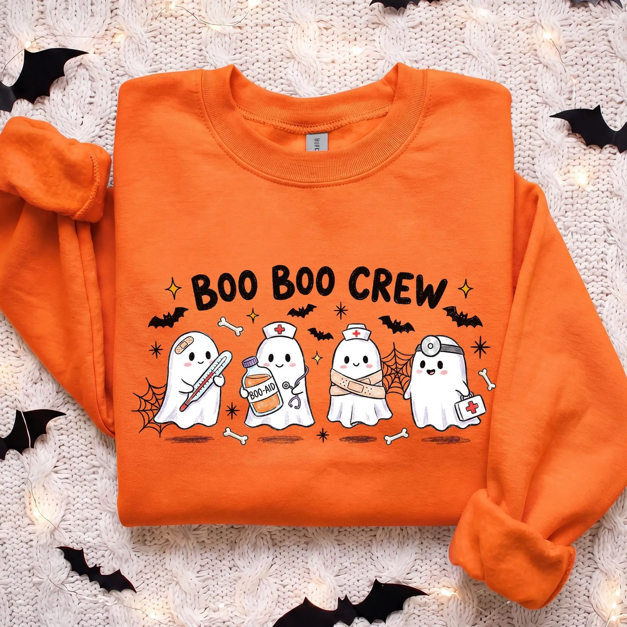 Comfort Colors Cute Boo Crew Shirt, Pediatric Nurse Halloween Tee, Ghost Medical Staff Spooky ER Autumn Gift - photo 2