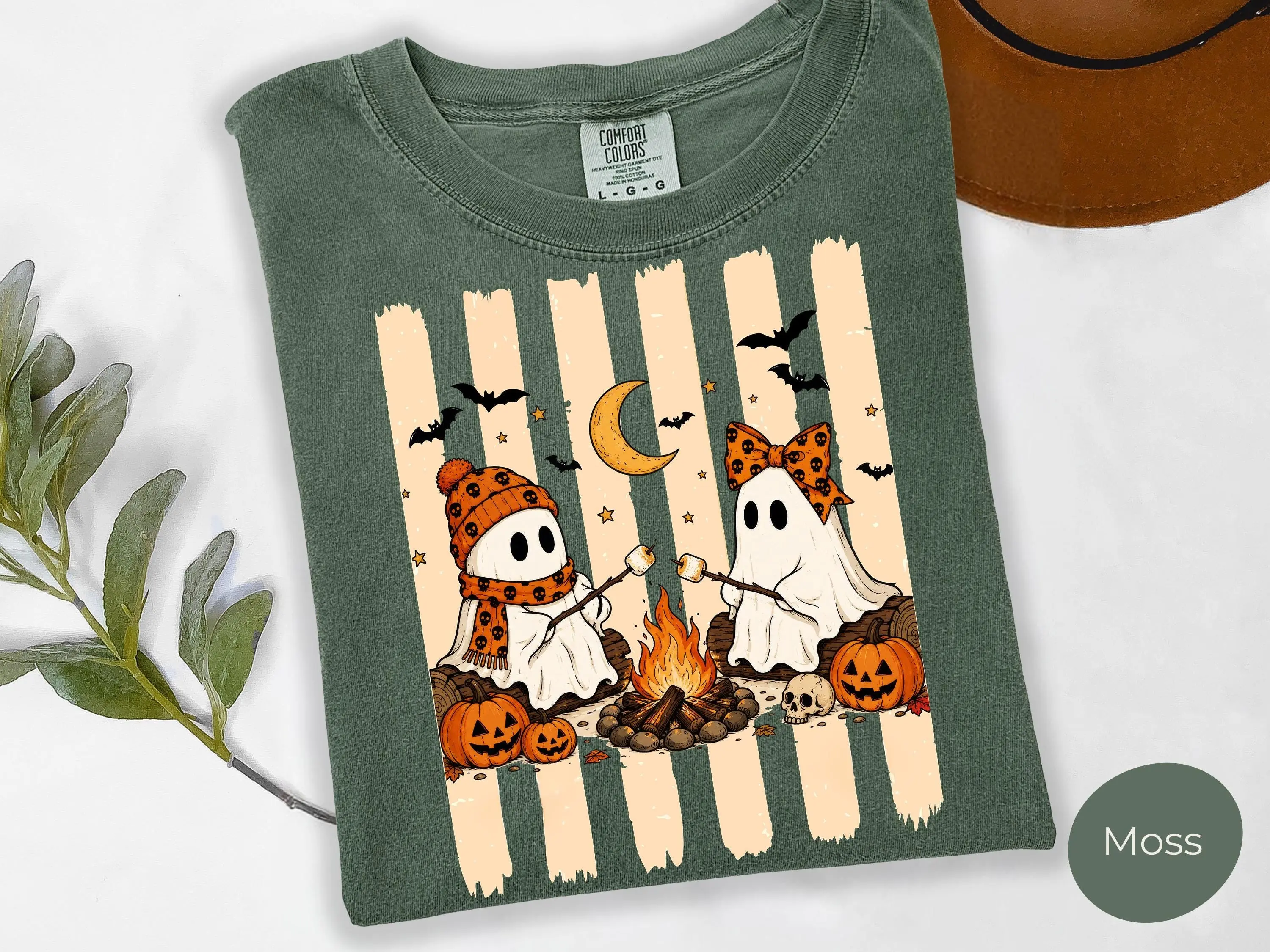 Comfort Colors Cute Halloween Camping Shirt, Spooky Trail Nature Outdoor Wildlife Lover Fall Tee