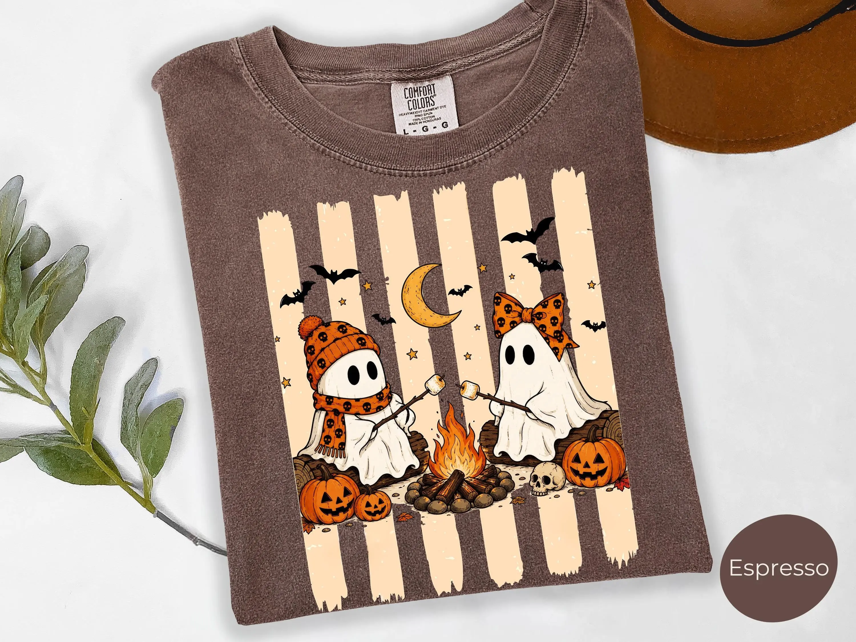 Comfort Colors Cute Halloween Camping Shirt, Spooky Trail Nature Outdoor Wildlife Lover Fall Tee - photo 3
