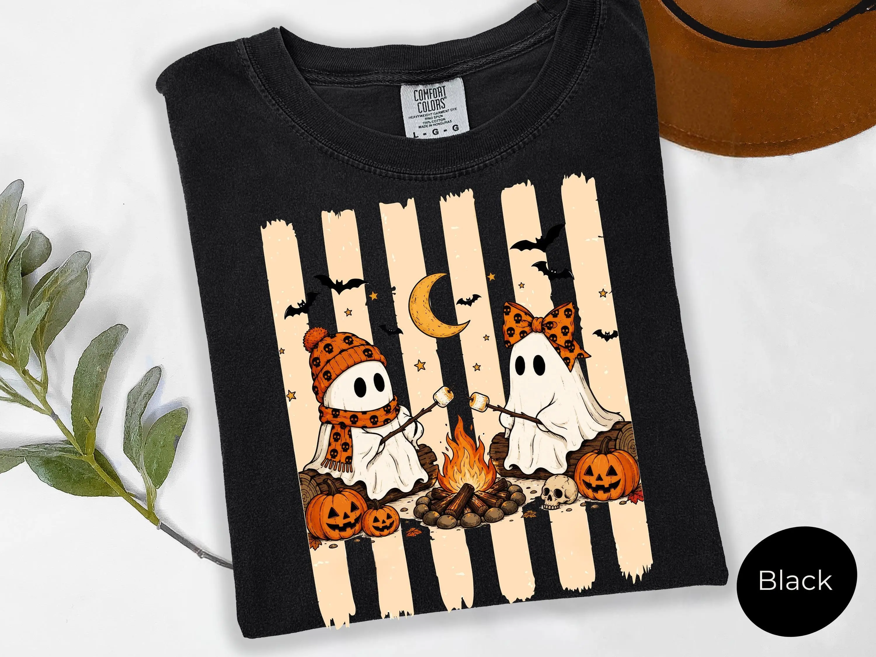 Comfort Colors Cute Halloween Camping Shirt, Spooky Trail Nature Outdoor Wildlife Lover Fall Tee - photo 4