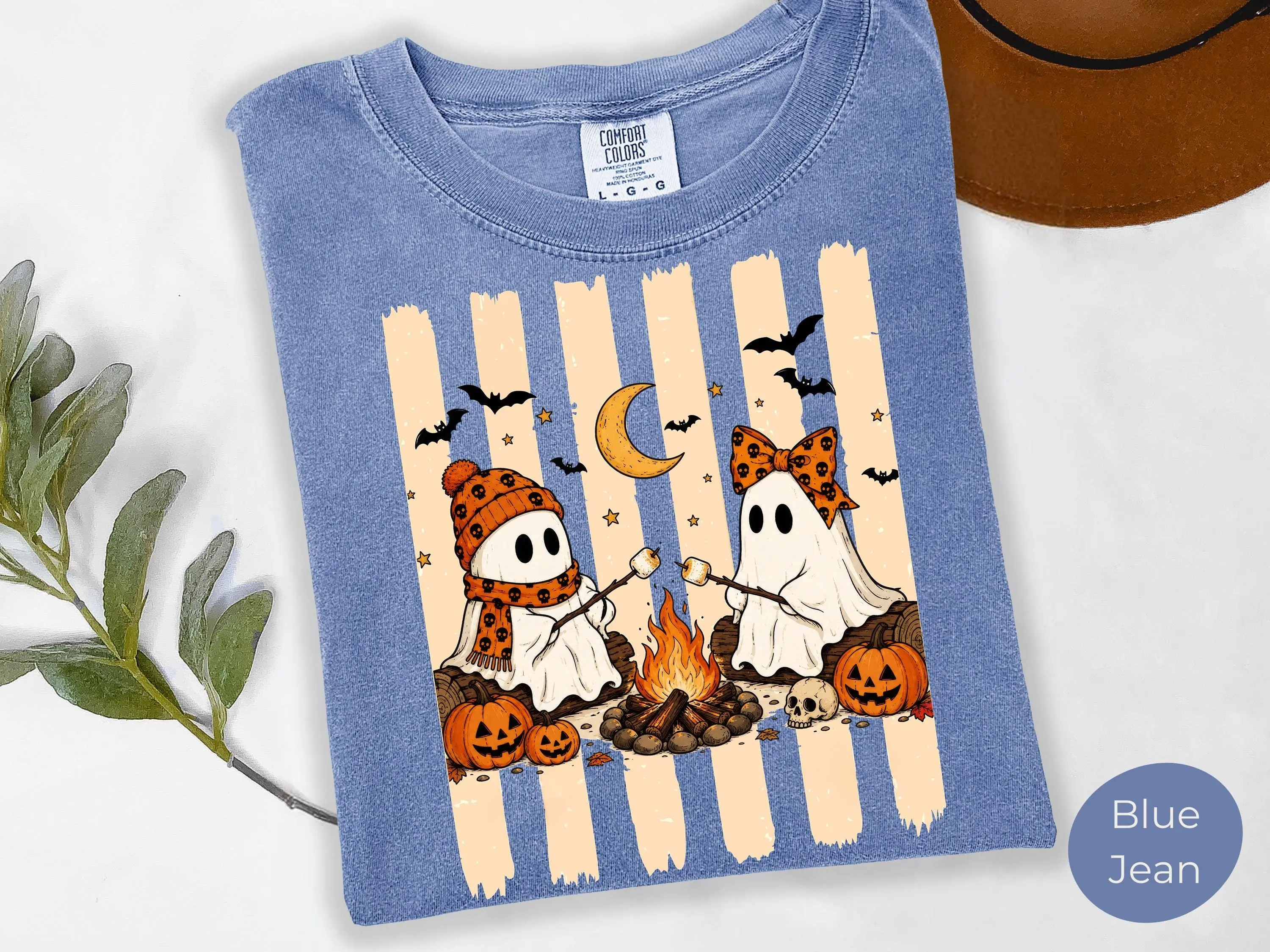 Comfort Colors Cute Halloween Camping Shirt, Spooky Trail Nature Outdoor Wildlife Lover Fall Tee - photo 5