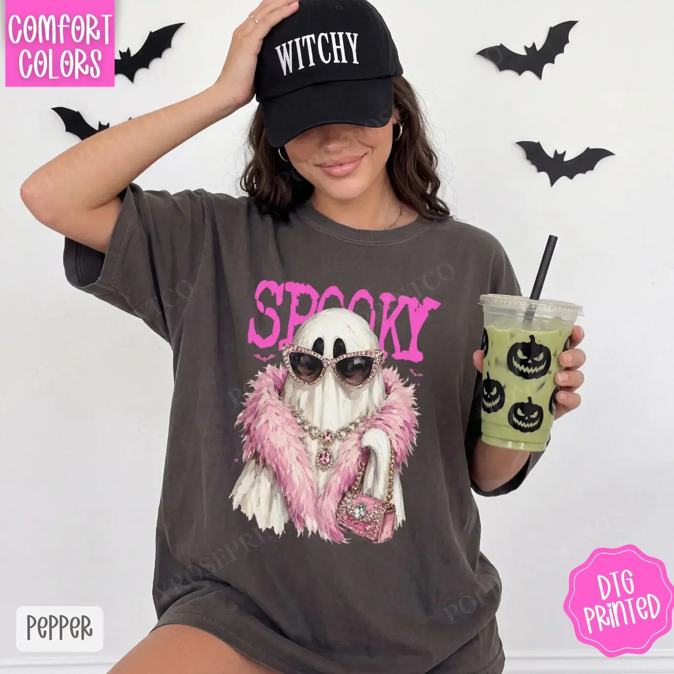 Cute Ghost Boa Halloween Shirt for Women, Comfort Colors Spooky Fall Graphic Tee - photo 5