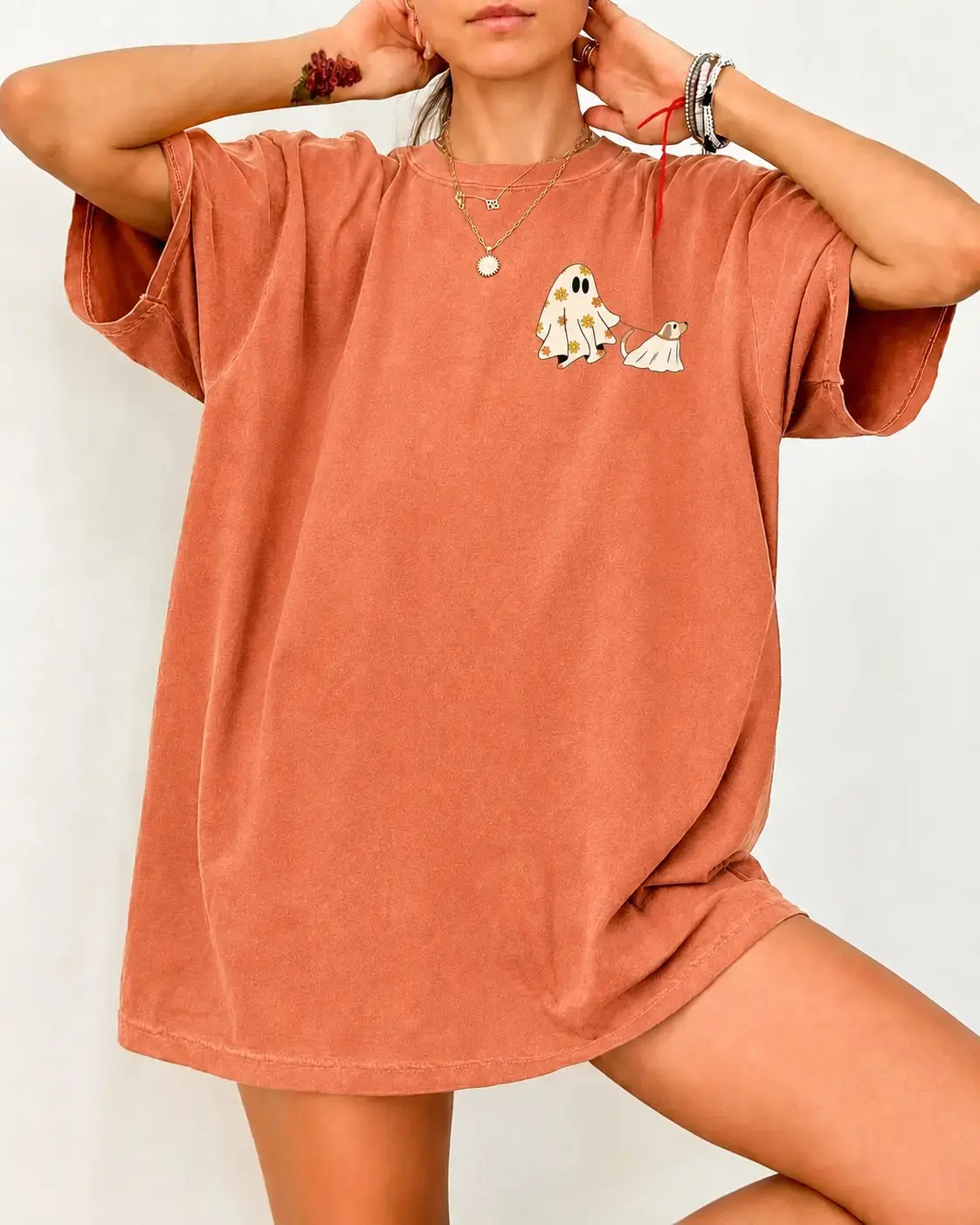 Cute Ghost Dog Shirt, Comfort Colors Halloween Lovers Gift Tee, Spooky Season Fall Womens Graphic Top