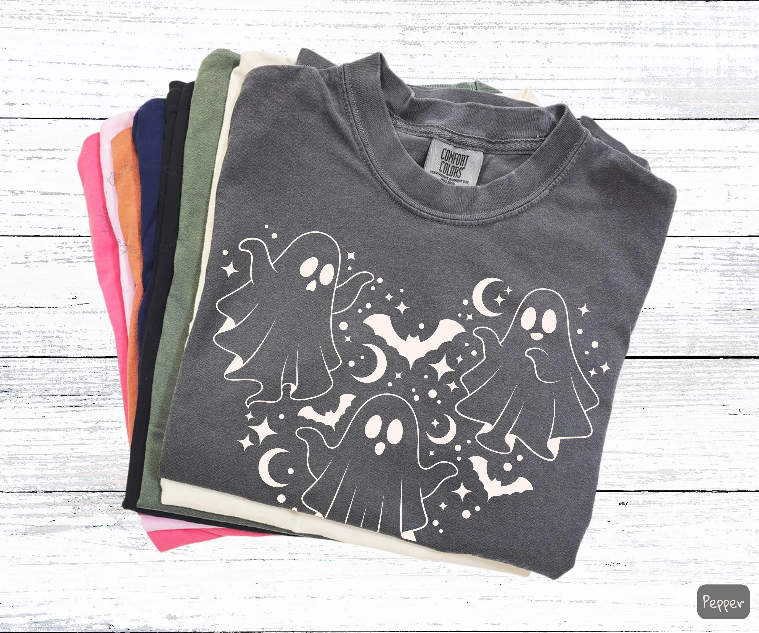 Cute Ghost Heart Halloween Comfort Colors Shirt or Sweatshirt