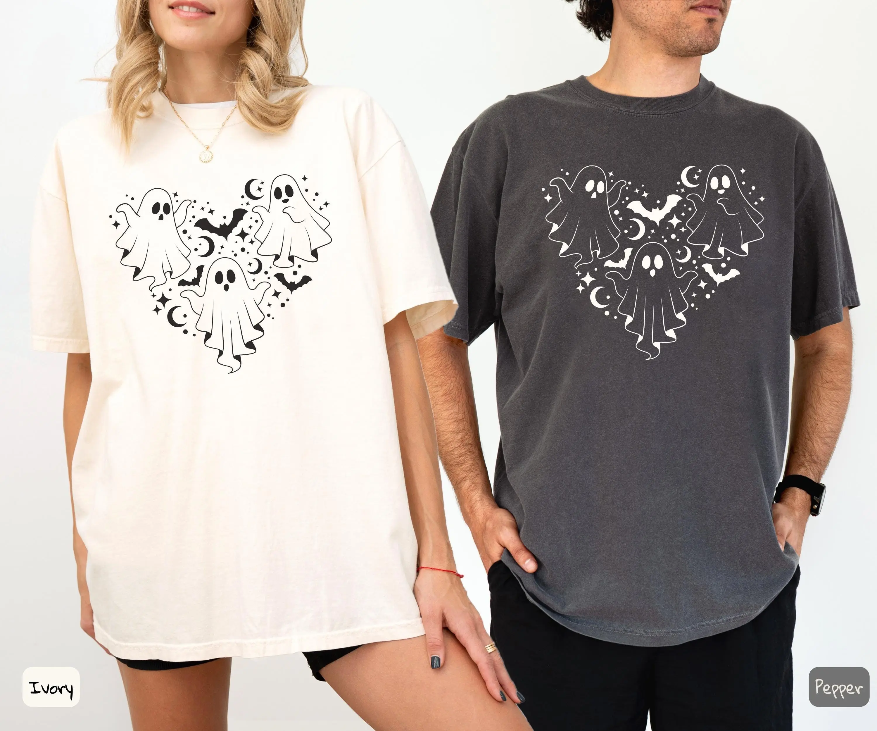 Cute Ghost Heart Halloween Comfort Colors Shirt or Sweatshirt - photo 2