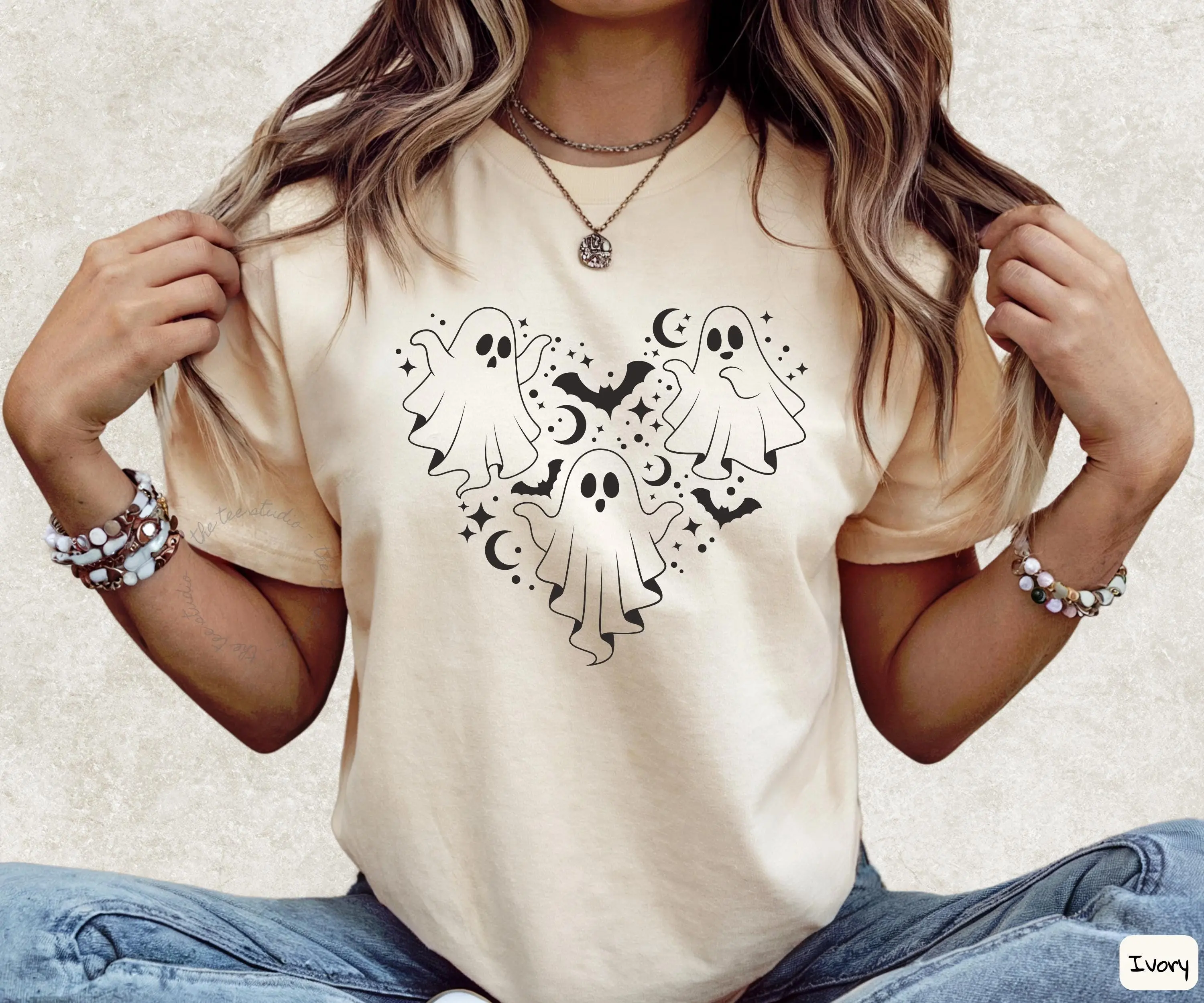 Cute Ghost Heart Halloween Comfort Colors Shirt or Sweatshirt - photo 5