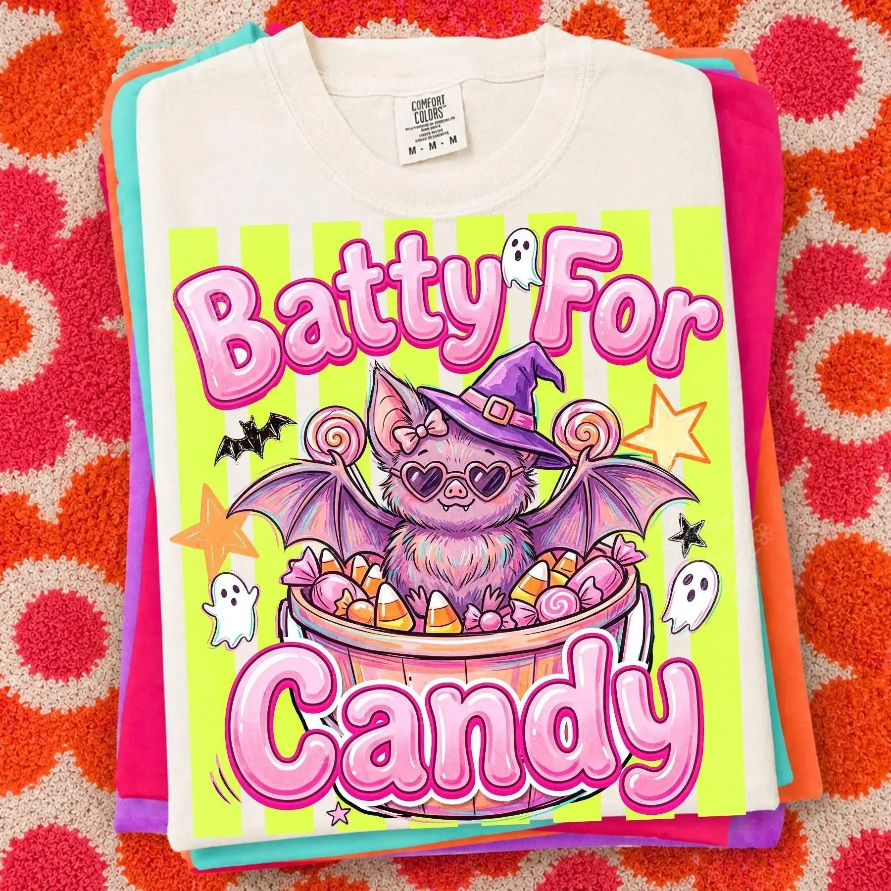 Cute Halloween Batty For Candy Shirt, Comfort Colors Coquette Summerween Tee, Spooky Season Trendy Fall Ghost Bat Graphic Top - photo 4