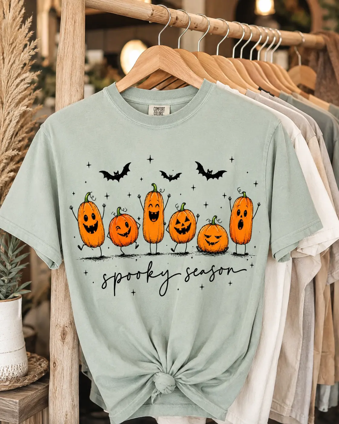 Comfort Colors Cute Halloween Pumpkin Shirt, Funny Jack O Lantern Graphic Tee, Spooky Season Fall Autumn Gift - photo 2