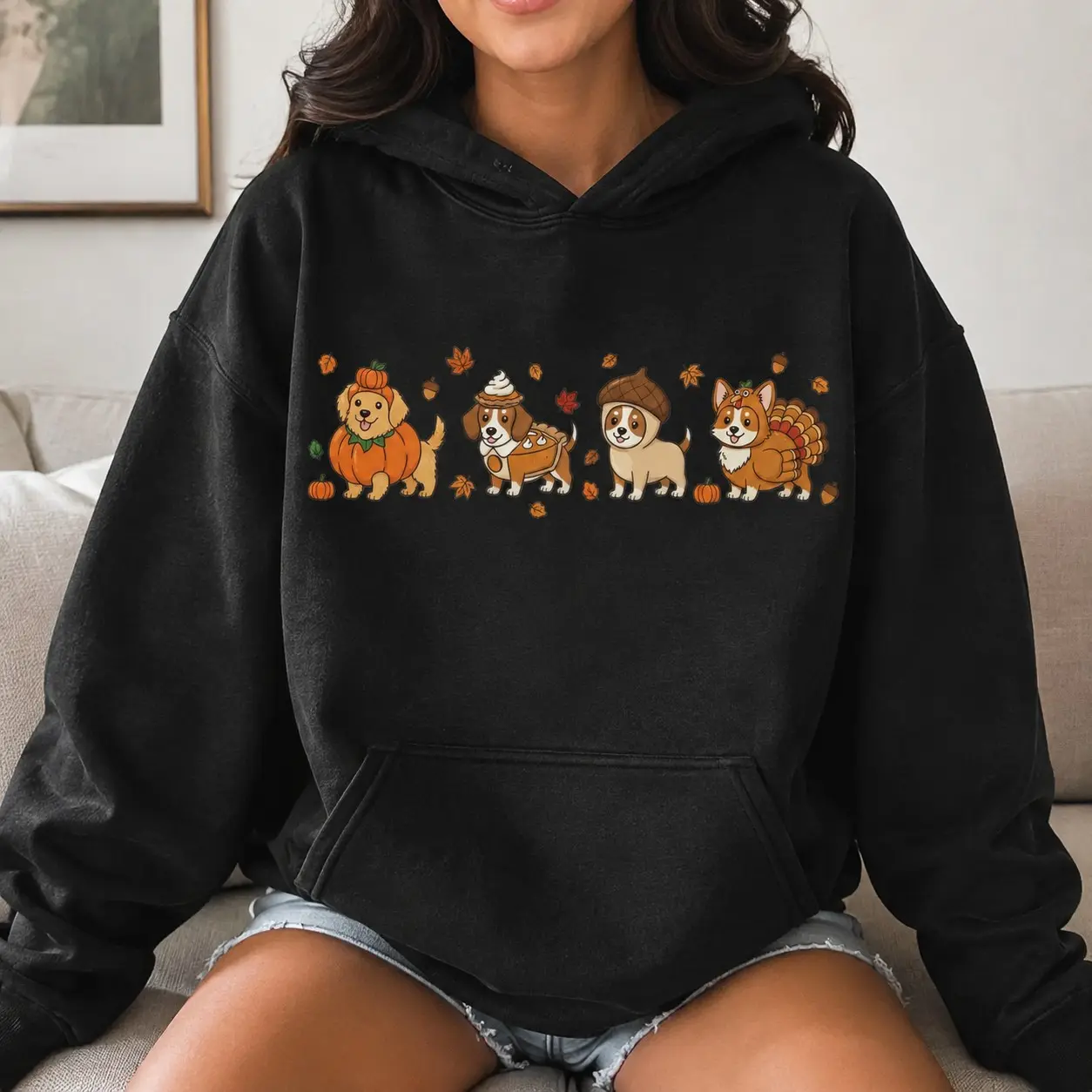 Cute Thanksgiving Dog Hoodie, Fall Puppy Pumpkin Turkey Pullover, Autumn Pet Mom Lover Gift - photo 3