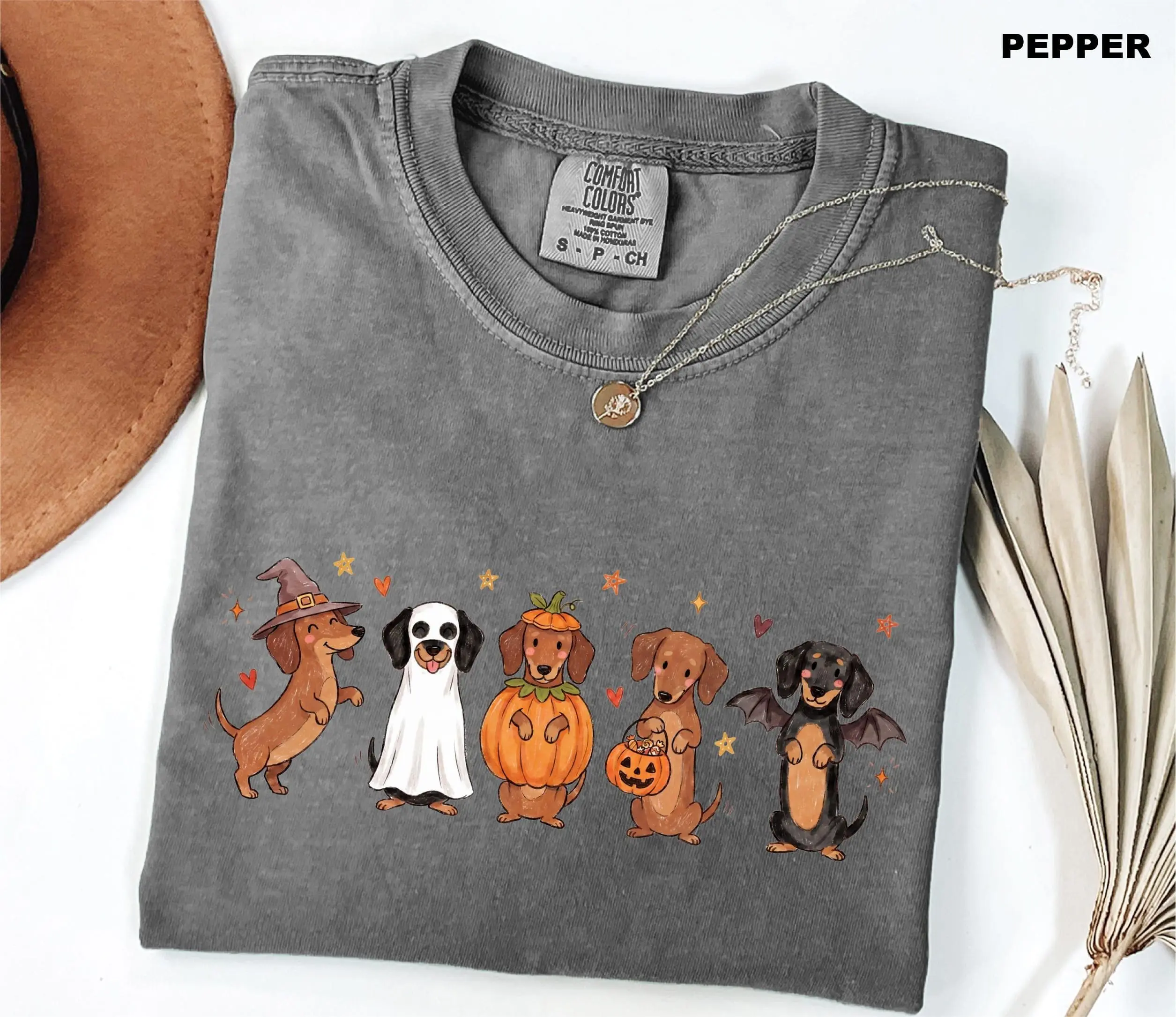 Comfort Colors Cute Wiener Dog Halloween Shirt, Funny Spooky Doxie Mom Lover Gift Tee - photo 3