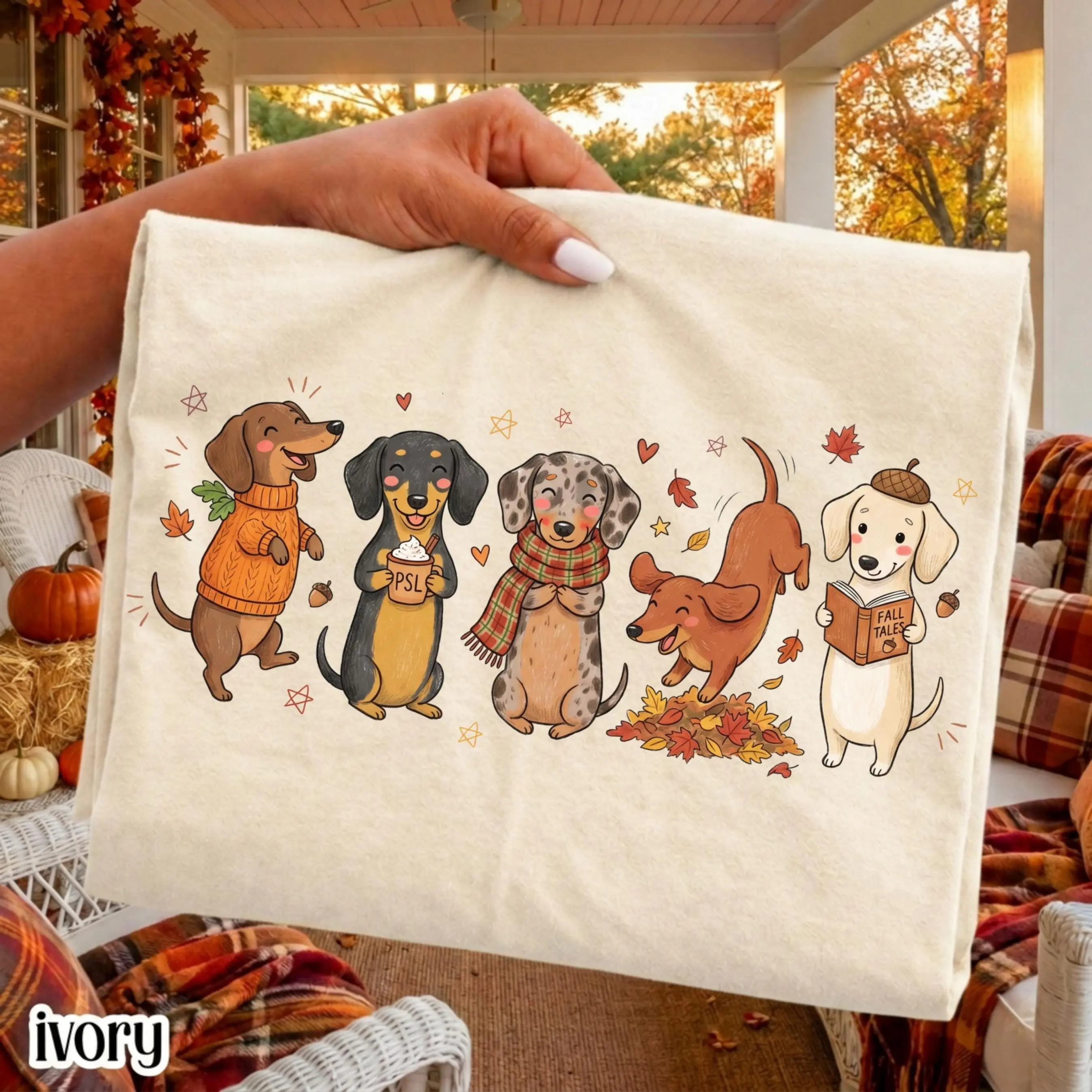 Dachshund Fall Comfort Colors Shirt, Cozy Season Pumpkin Autumn Dog Lover Tee, Silly Wiener Thanksgiving Top - photo 2