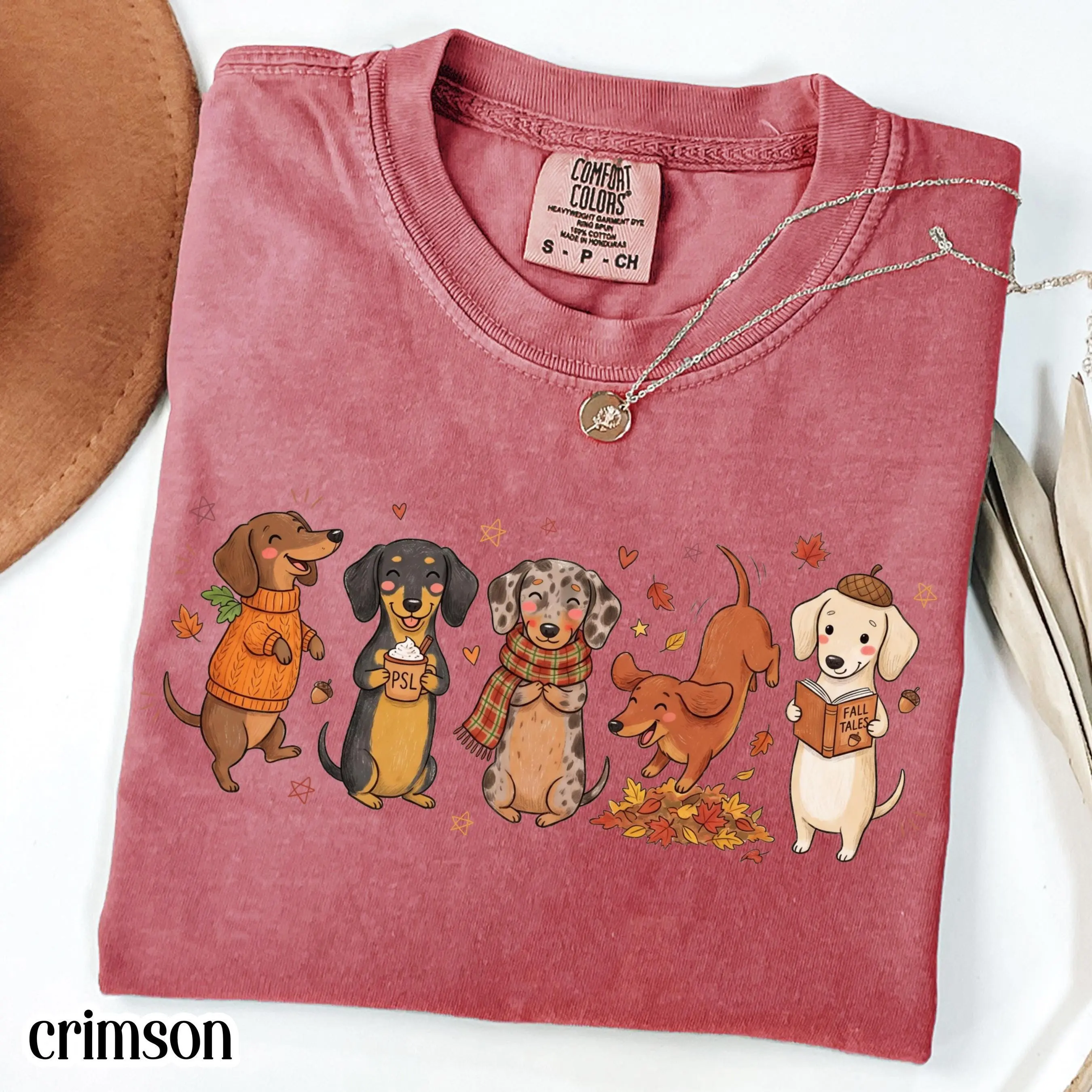 Dachshund Fall Comfort Colors Shirt, Cozy Season Pumpkin Autumn Dog Lover Tee, Silly Wiener Thanksgiving Top - photo 4