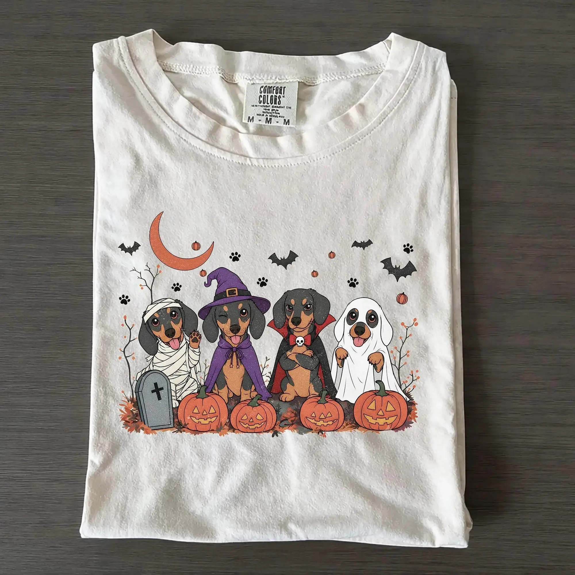 Dachshund Halloween Sweatshirt for Women, Spooky Wiener Dog Mom Funny Cute Fall Costume Crewneck - photo 2