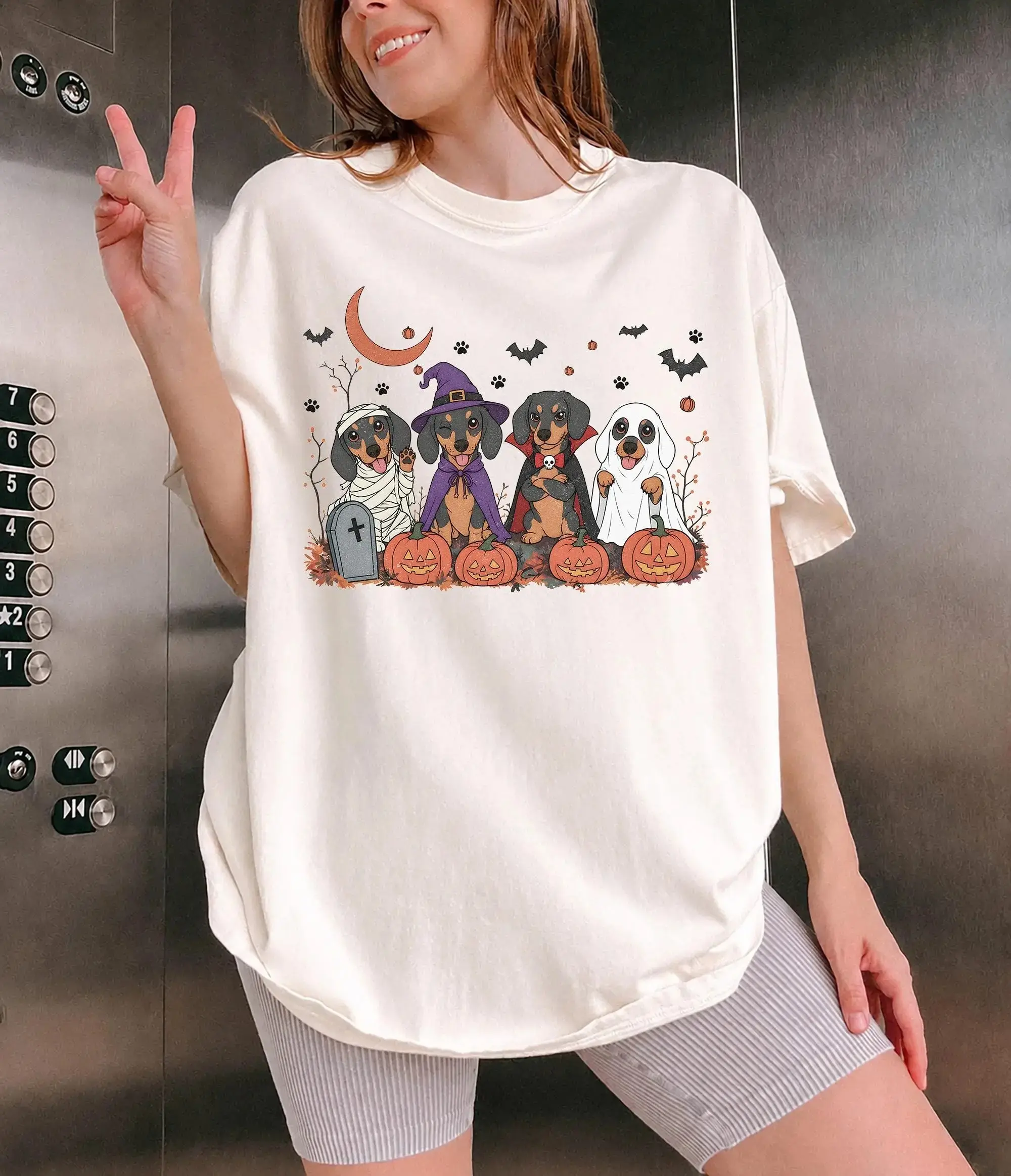 Dachshund Halloween Sweatshirt for Women, Spooky Wiener Dog Mom Funny Cute Fall Costume Crewneck - photo 4