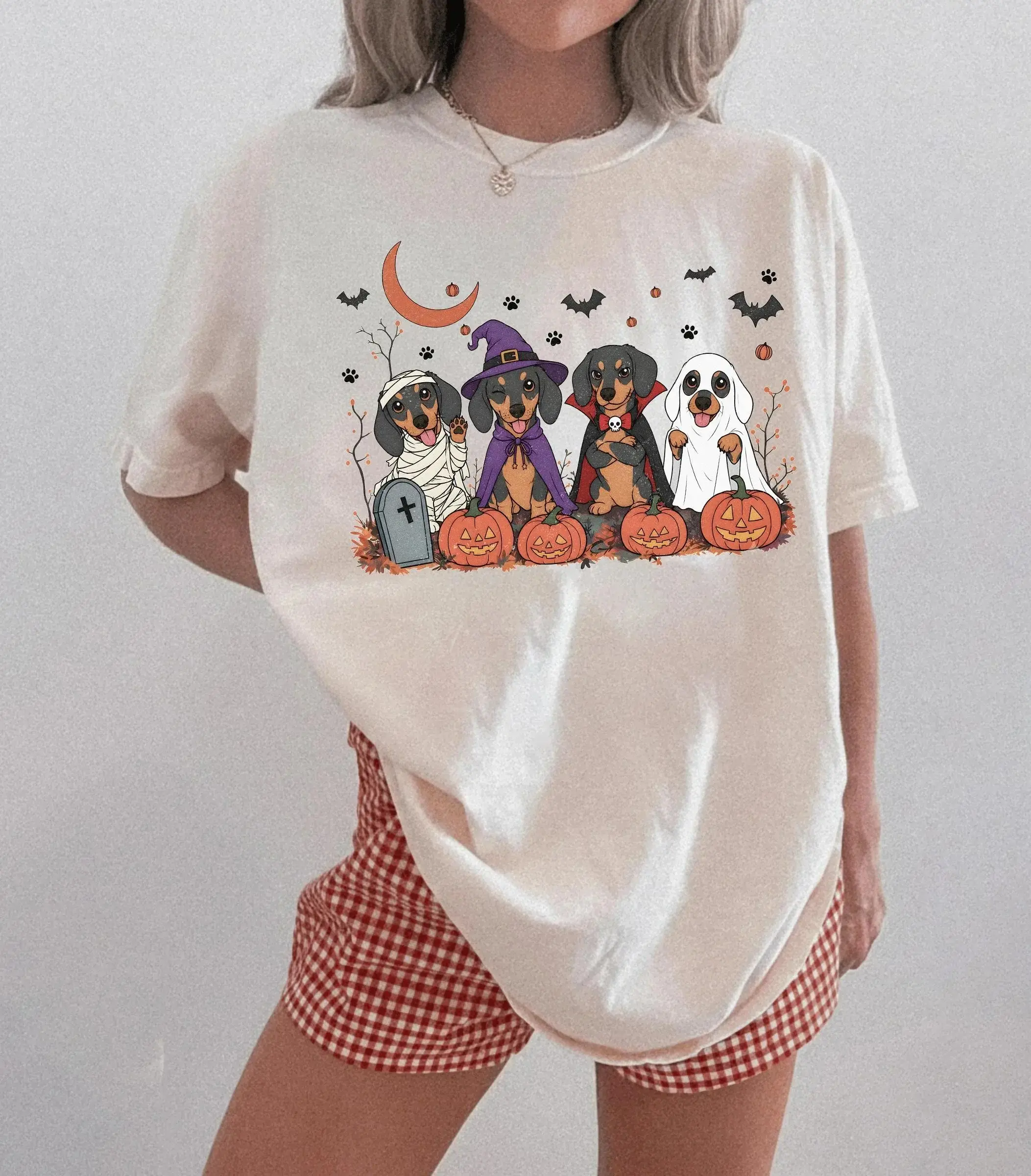 Dachshund Halloween Sweatshirt for Women, Spooky Wiener Dog Costume Funny Cute Fall Graphic Crewneck - photo 5