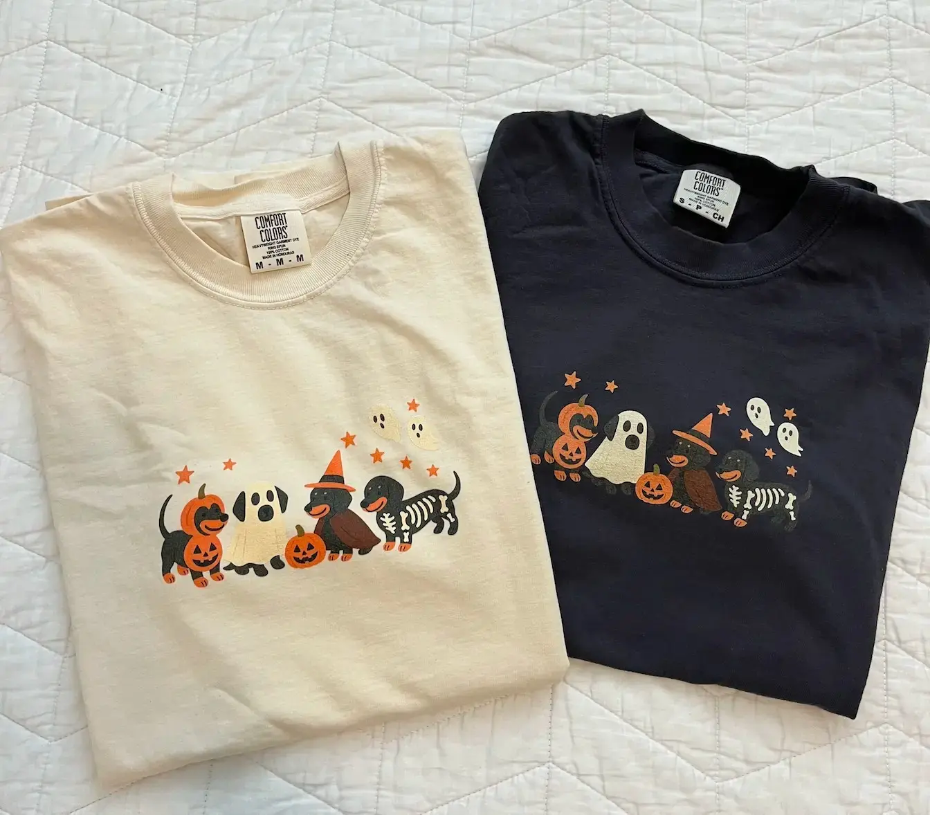 Dachshund Halloween T-Shirt, Spooky Dog Comfort Colors Tee, Unisex Garment-Dyed Trick or Treat Costume Top, Womens Fall Apparel - photo 2