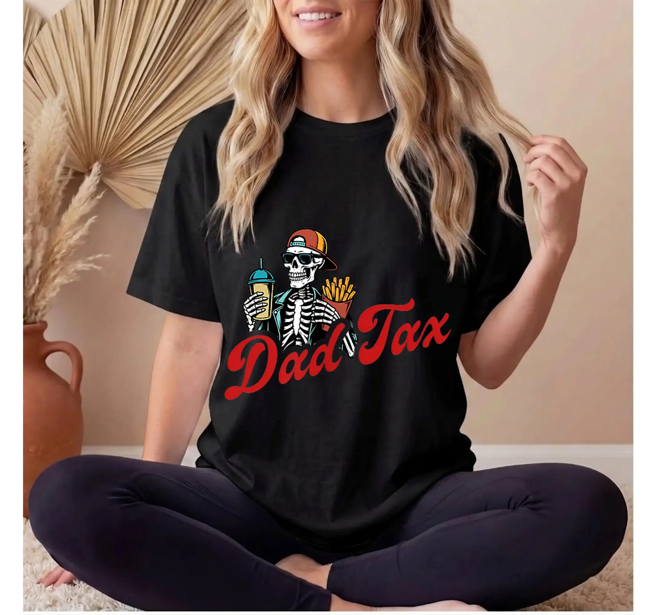 Dad Tax Skeleton Shirt, Funny Making Sure It's Not Poison 2-Sided Graphic Tee - photo 3