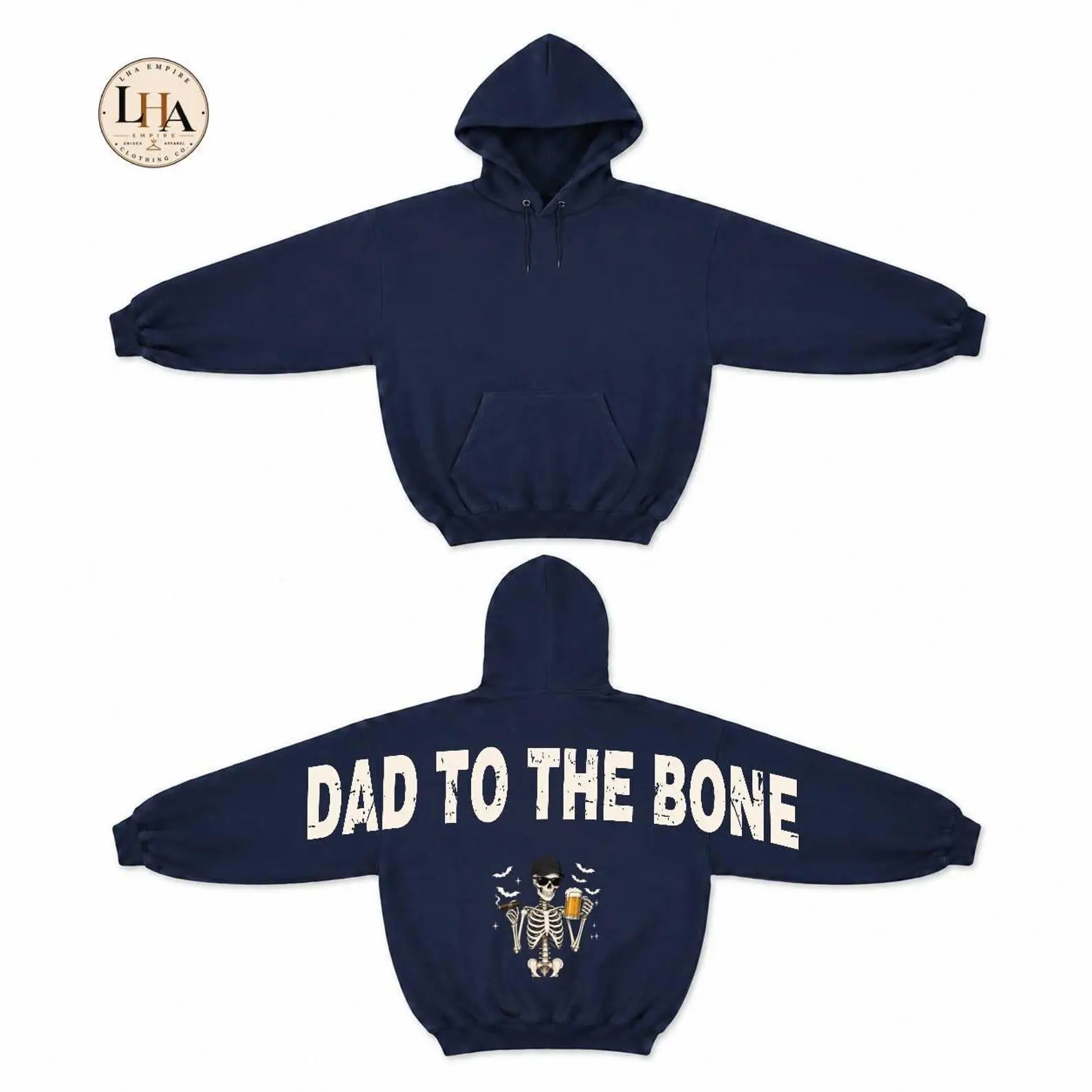 Dad To The Bone Across Back Sweatshirt, Skeleton Halloween Shoulder-To-Shoulder Lettering Gift For Him - photo 4