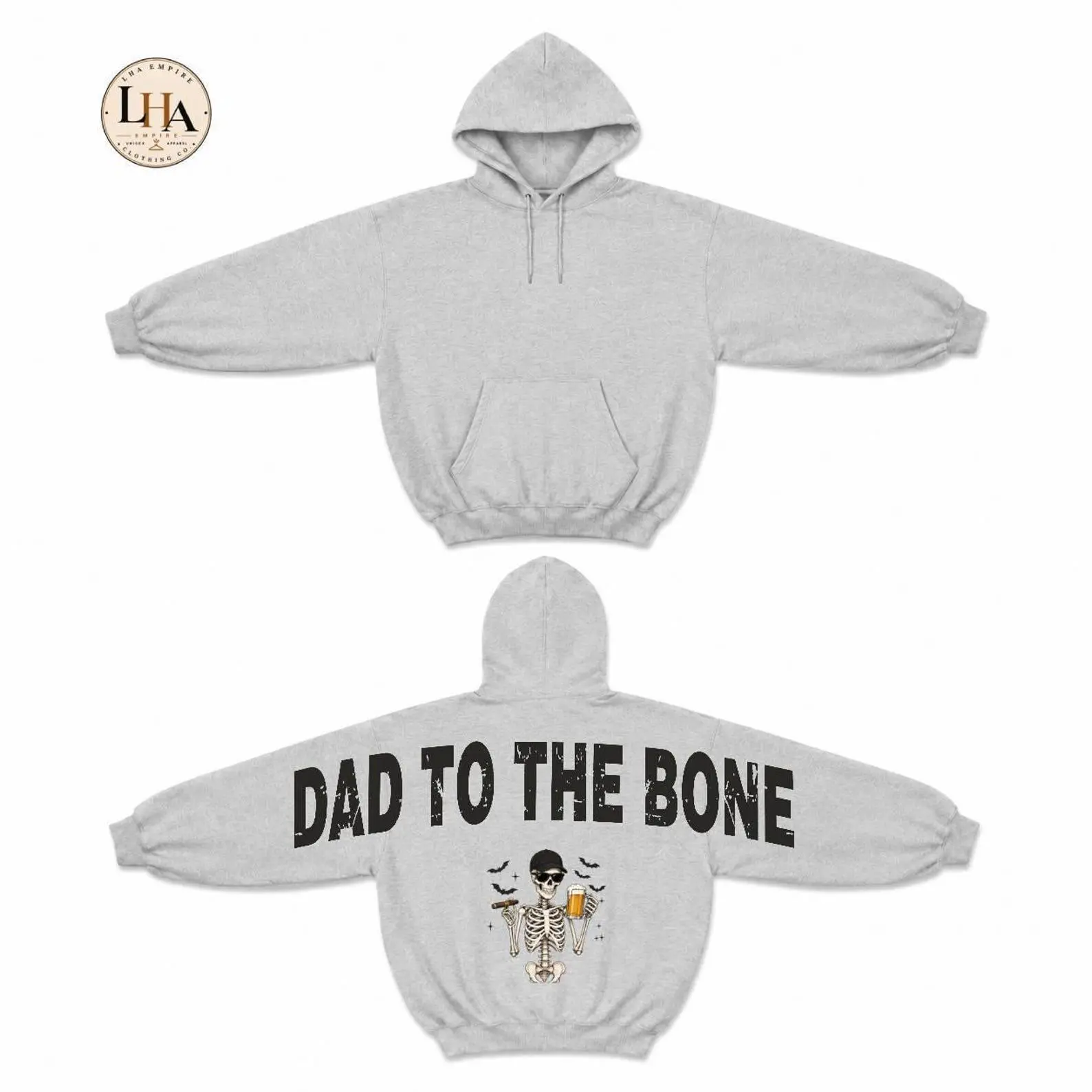 Dad To The Bone Across Back Sweatshirt, Skeleton Halloween Shoulder-To-Shoulder Lettering Gift For Him - photo 5