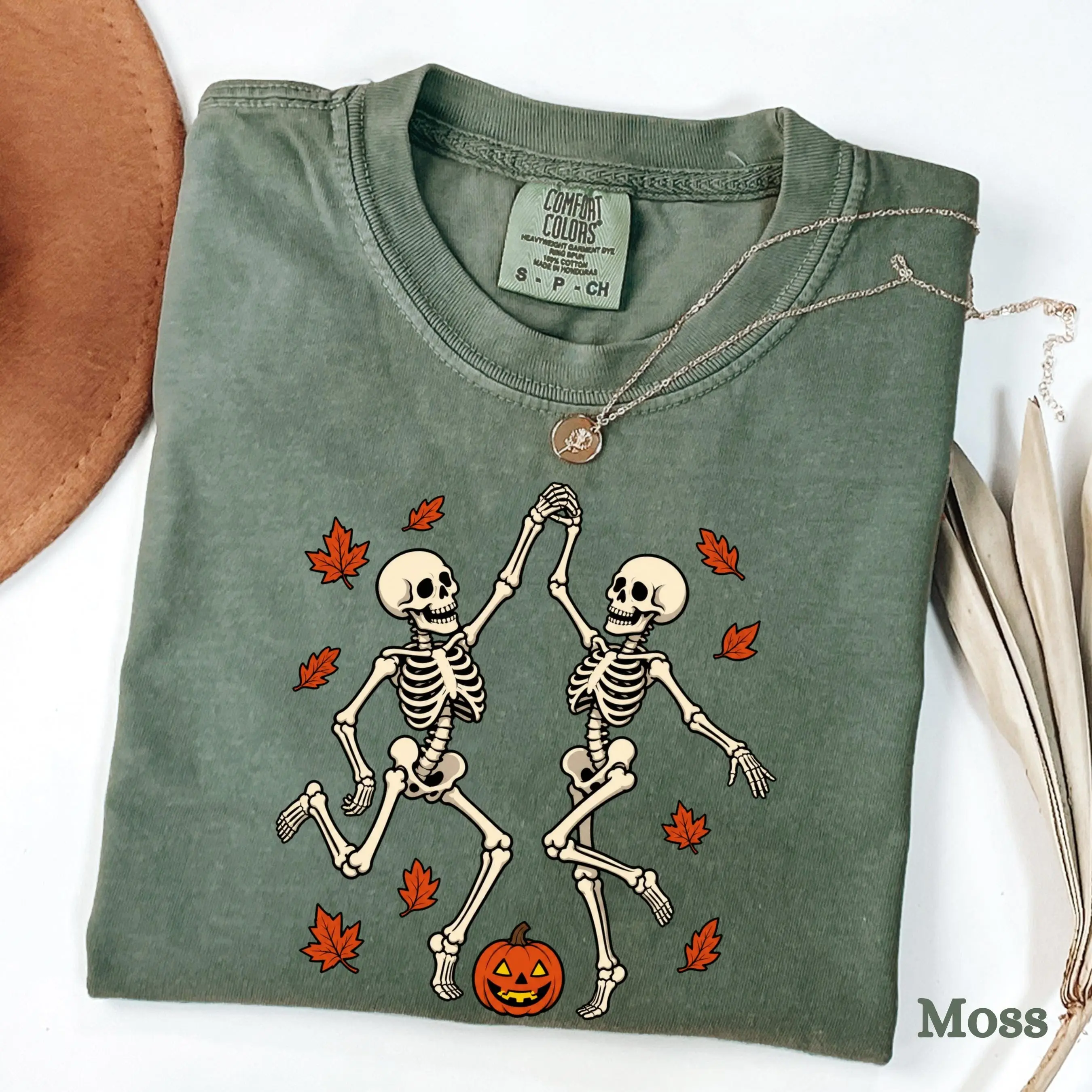 Comfort Colors Dancing Skeleton Couple Shirt, Halloween Matching Spooky Season Fall Outfit Tee - photo 3