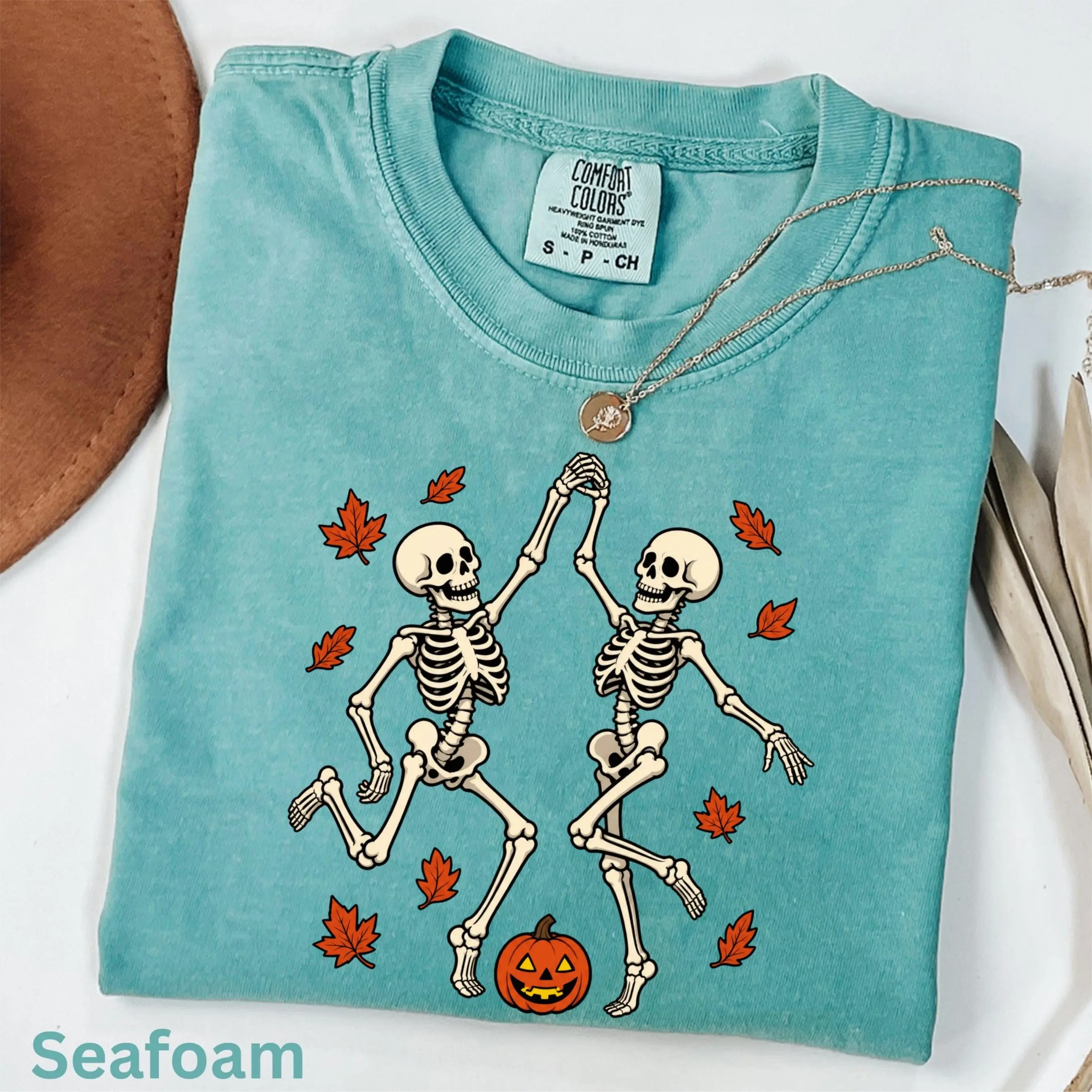 Comfort Colors Dancing Skeleton Couple Shirt, Halloween Matching Spooky Season Fall Outfit Tee - photo 4