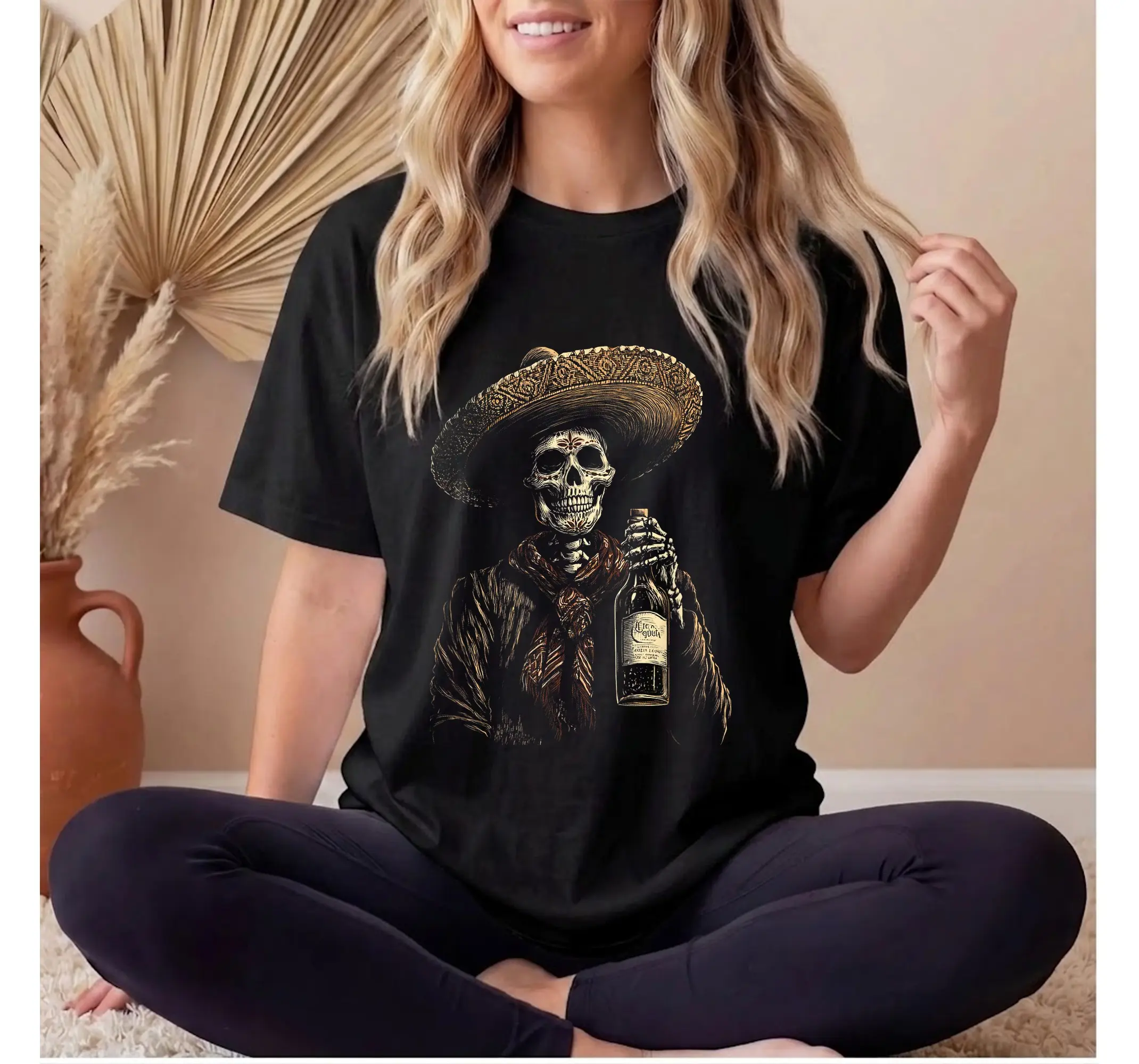 Dia De Los Muertos Retro Skeleton Tequila Shirt, Mexican Day of the Dead Graphic Tee - photo 2