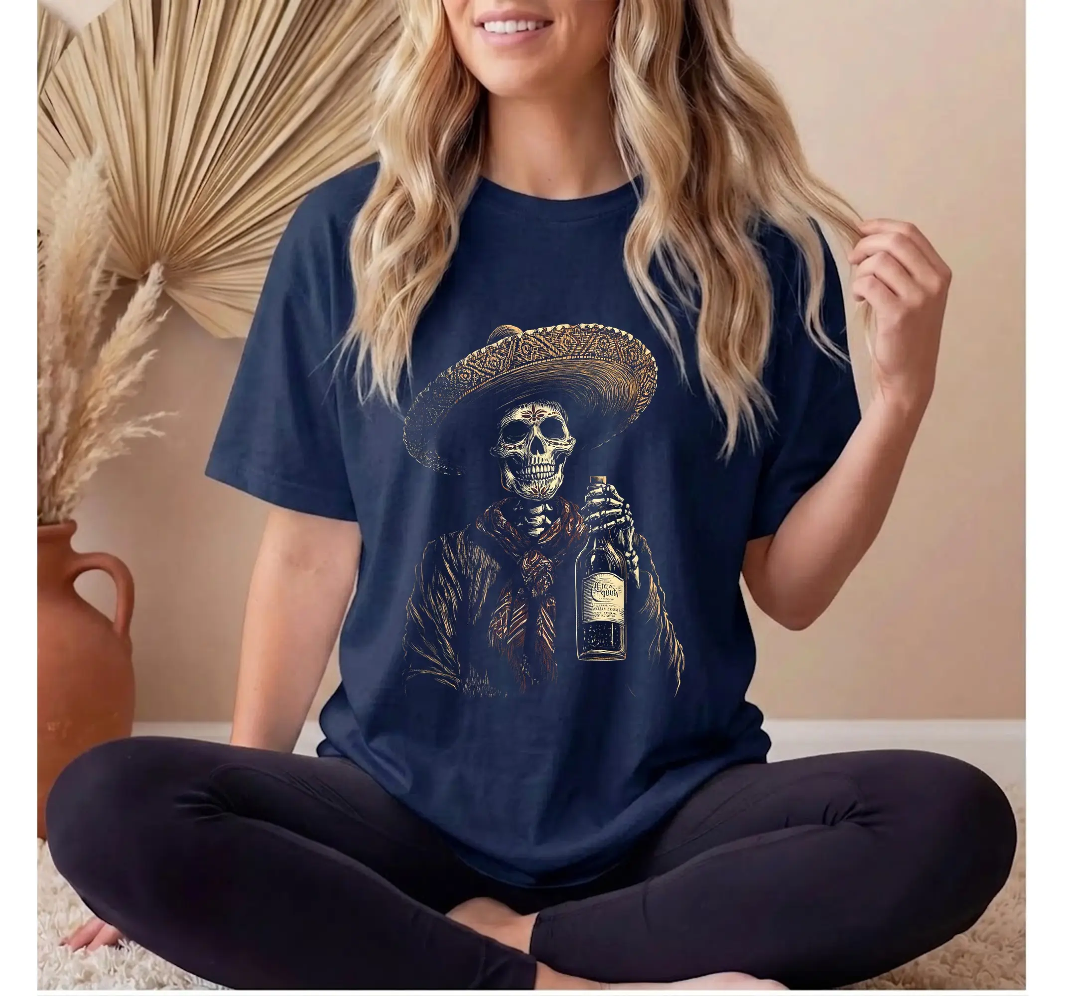 Dia De Los Muertos Retro Skeleton Tequila Shirt, Mexican Day of the Dead Graphic Tee - photo 3