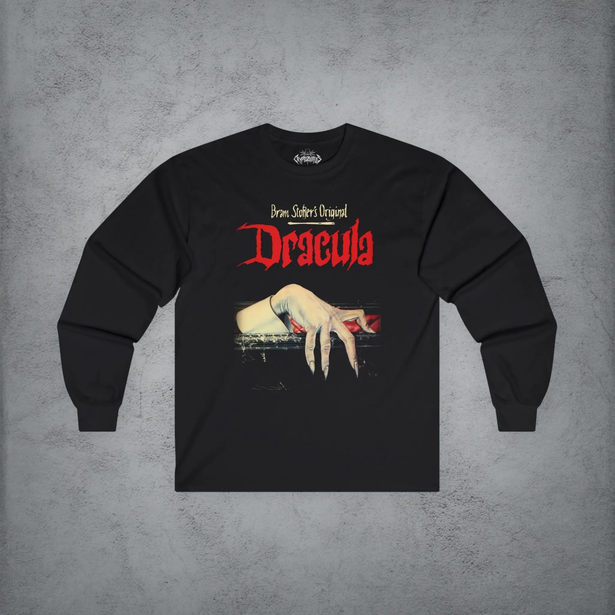 Dracula Vampire Long Sleeve Shirt, Bram Stoker Horror Goth Halloween Graphic Tee, Unisex Ladies Kids Gift - photo 4