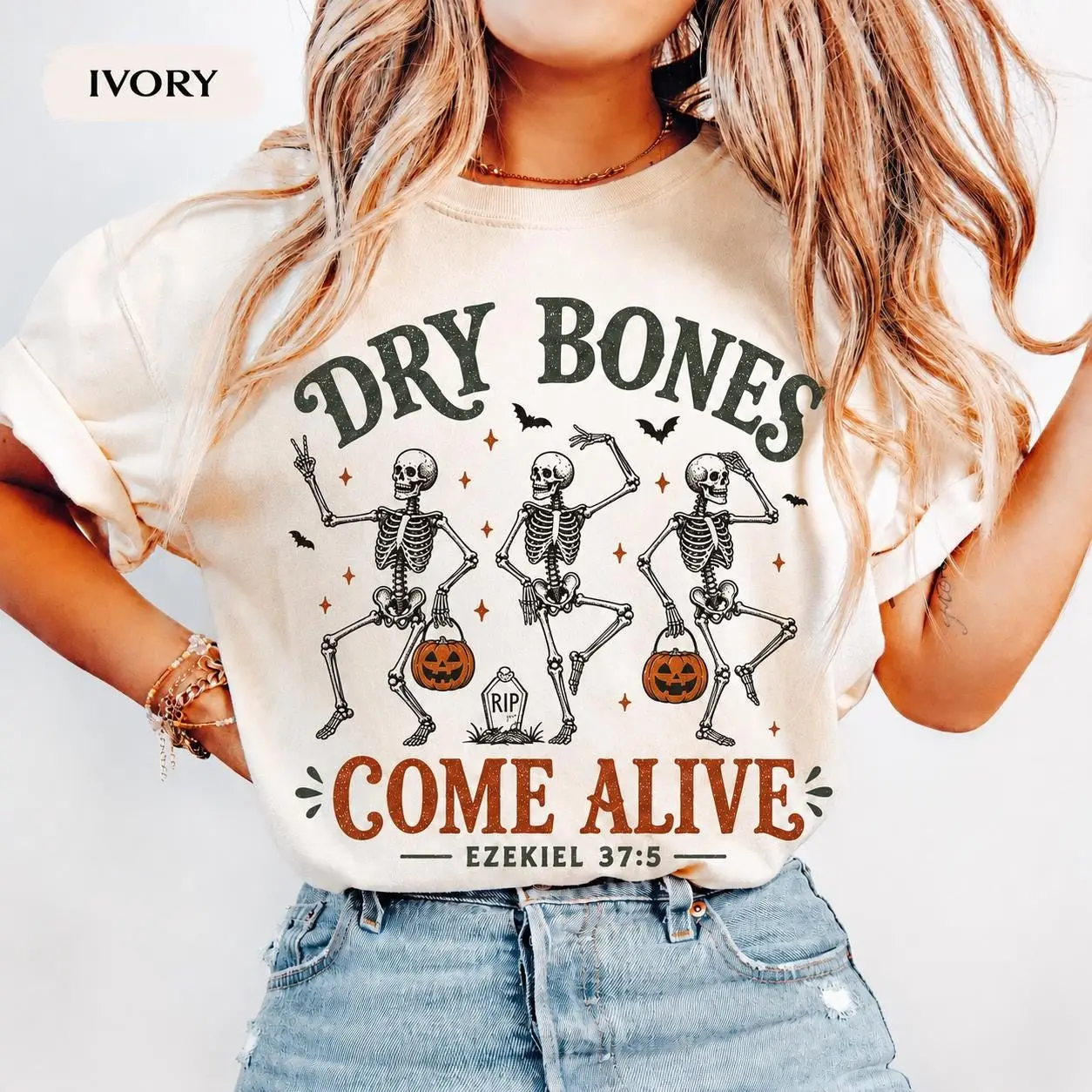 Dry Bones Come Alive Christian Halloween Shirt, Dancing Skeleton Bible Verse Tee, Faith Scripture Fall Gift