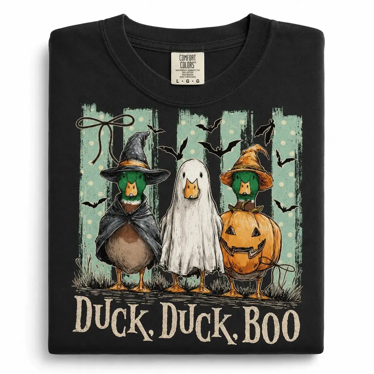 Duck Duck Boo Comfort Colors Halloween Tee, Funny Goose Trick or Treat Shirt, Spooky Ghost Witch Pumpkin Top for Women - photo 2