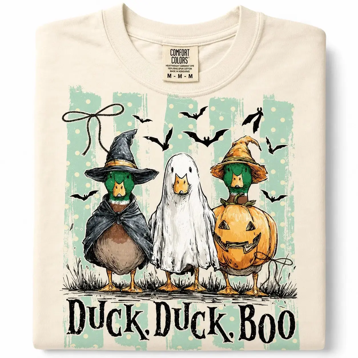 Duck Duck Boo Comfort Colors Halloween Tee, Funny Goose Trick or Treat Shirt, Spooky Ghost Witch Pumpkin Top for Women - photo 5
